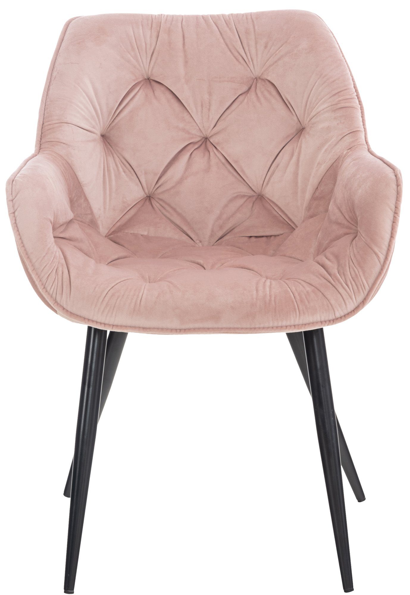 4-Fuß-Stuhl, Samt, CLP Tanna Armlehnen, Esszimmerstuhl Metallgestell pink