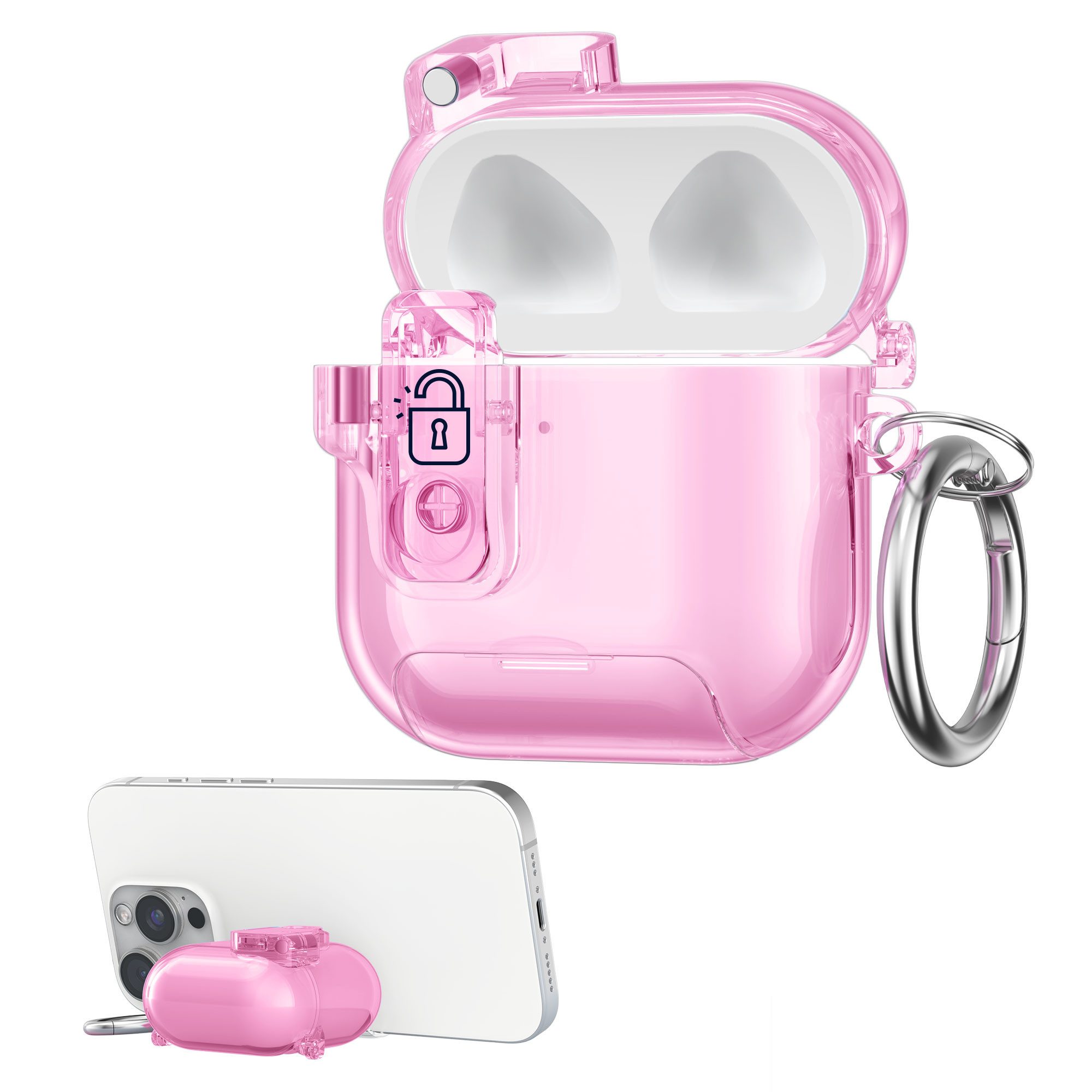 kwmobile Kopfhörer-Schutzhülle Kopfhörer Case fürApple Airpods 4 Hülle, Headphones TPU Cover mit Standfunktion und Sicherheitsverschluss