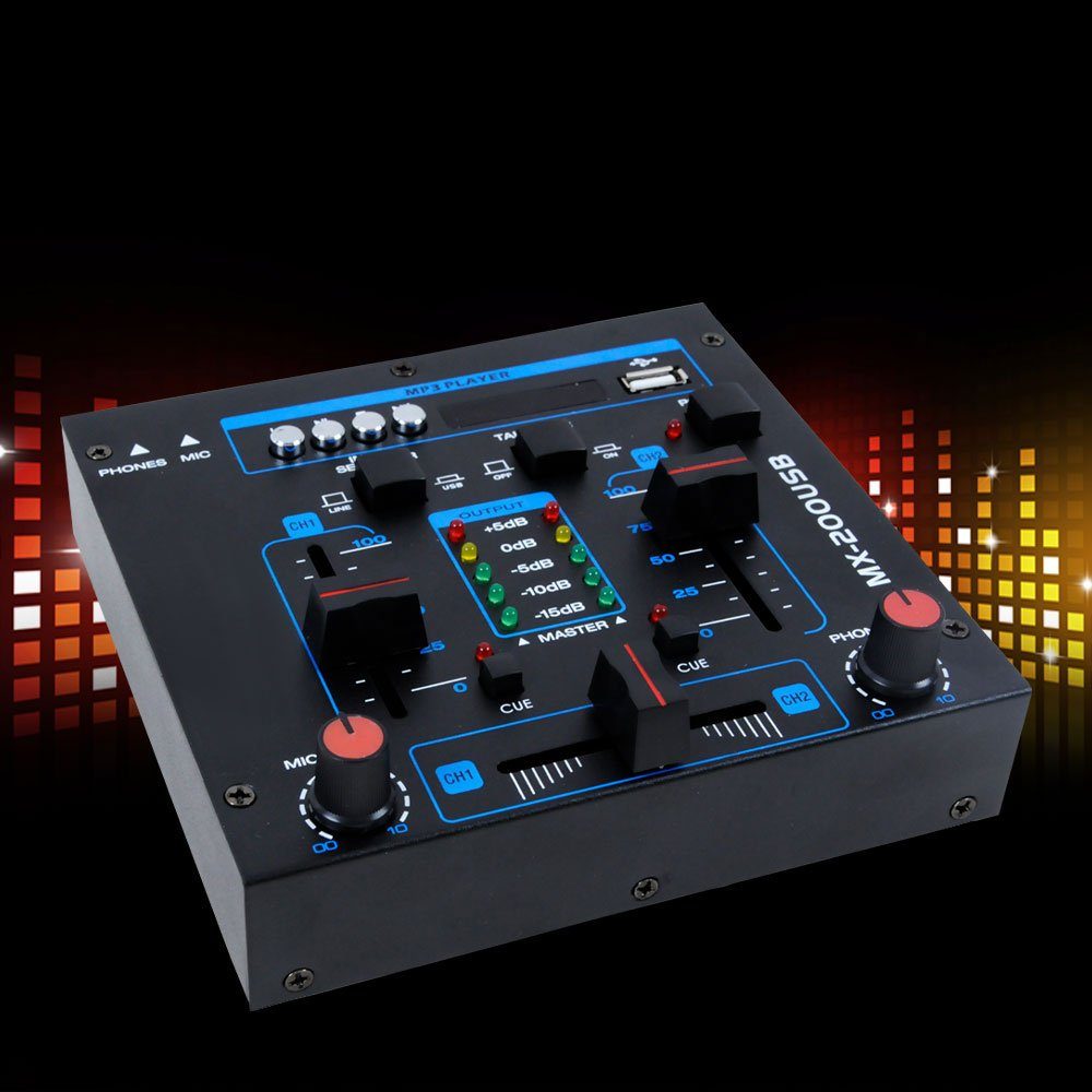 etc-shop Mischverstärker (DJ Mischpult Party Musikanlage Mixer USB/MP3  Crossfading Talkover Kanalfading Partykeller, schwarz rot blau, HxBxT  40x150x140mm) online kaufen | OTTO