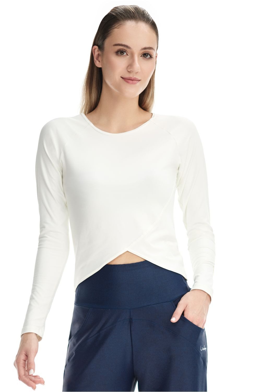Winshape Langarmshirt Cropped Functional Light and Soft Overlap-Applikation