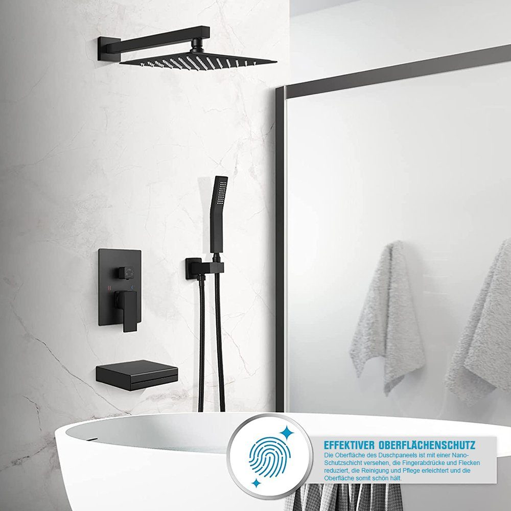 Duschsystem 3 XIIW mit Badewanne mit Unterputz für Duschkopf Wandmontage Duschset, Duschsystem Strahlart(en), Badezimmer, 30*30cm Regendusche