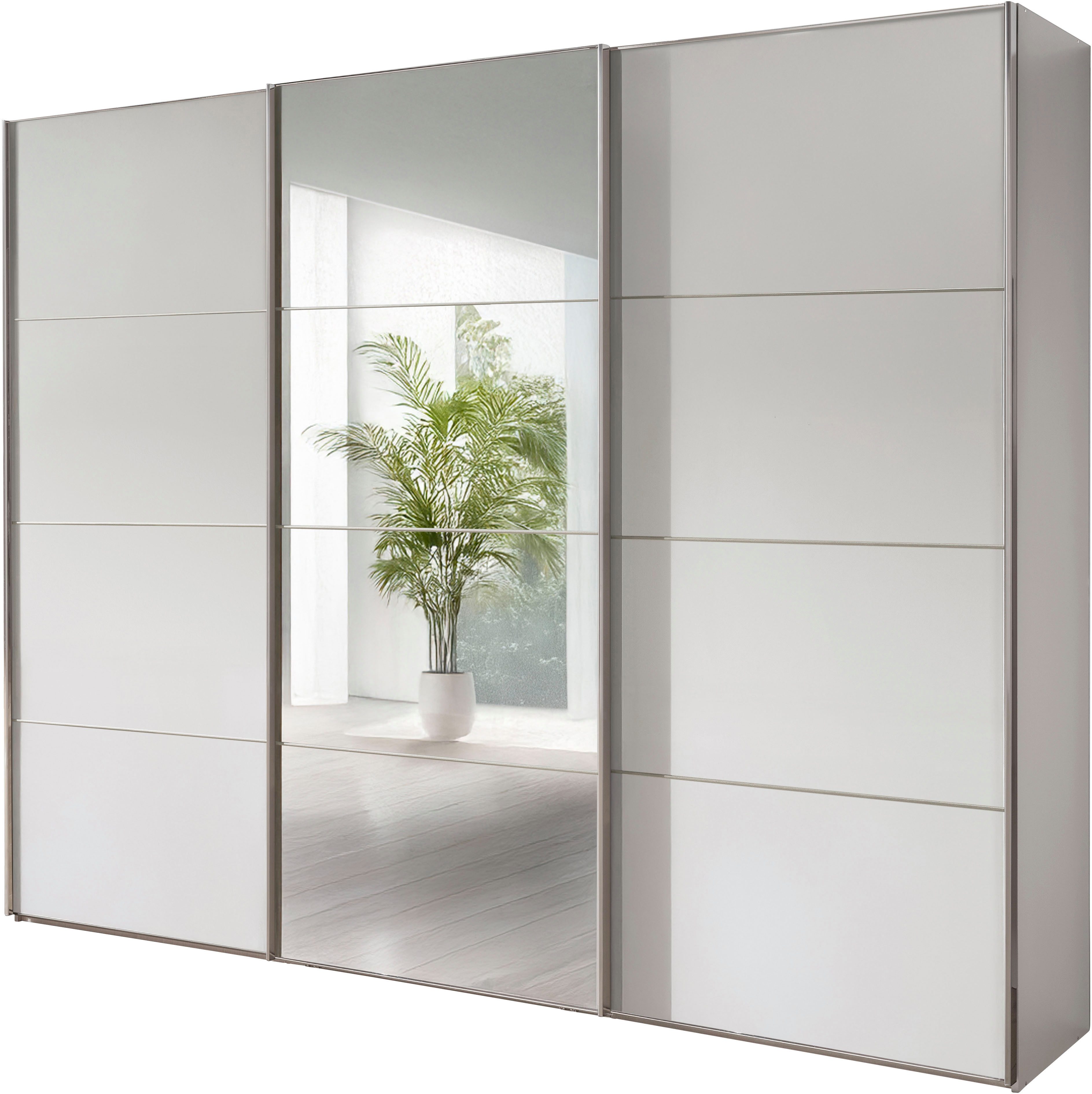 WIEMANN Schwebetürenschrank Phoenix, Made in Germany, modernes Design, Highlight, Blickfang (Viele Farbkombinationen, in 4 Breiten und in 2 Höhen erhältlich) maximaler Staurraum, inkl.Einlegeböden, Wäscheböden u. Dämpfer