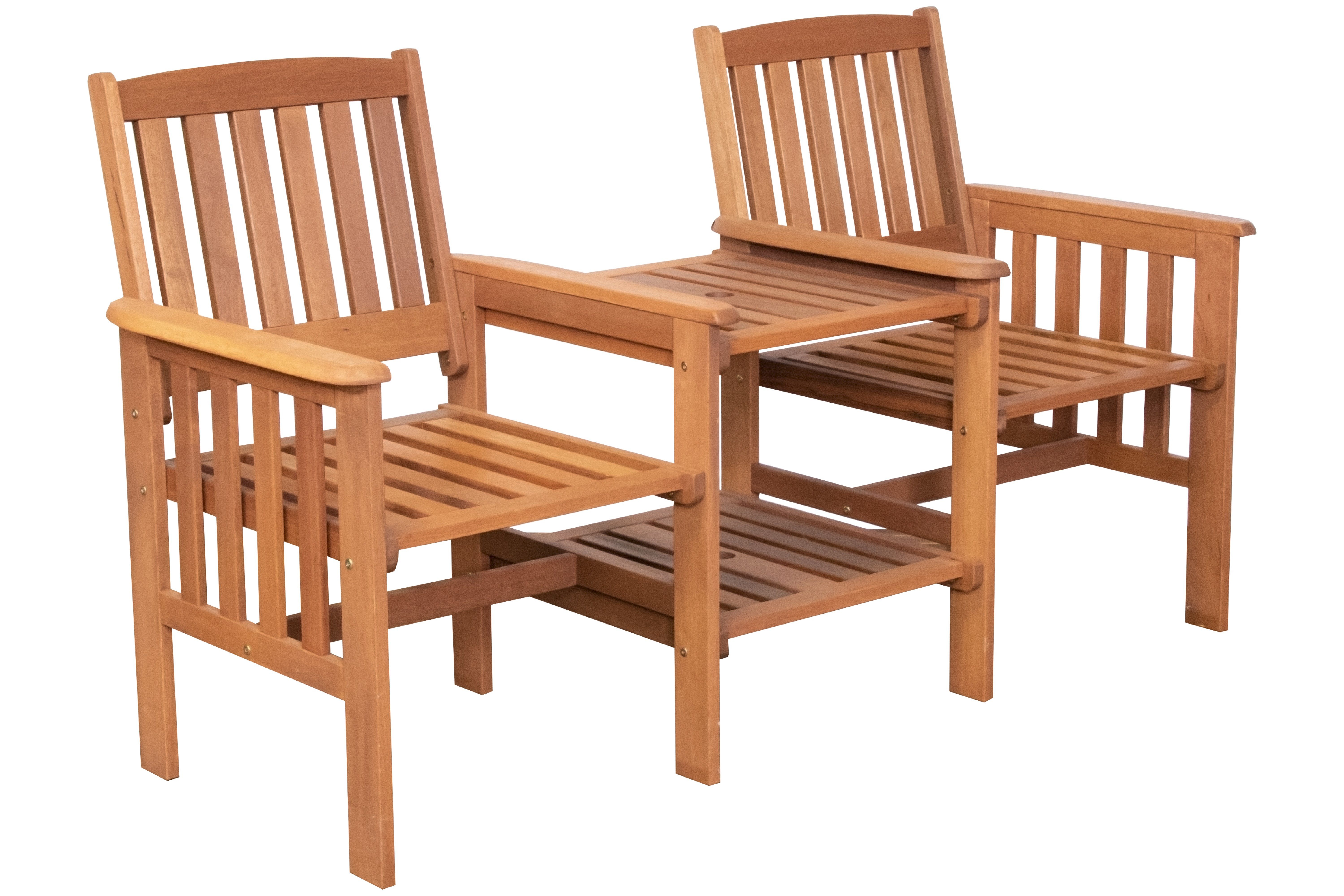 SenS-Line Gartenbank Gartenbank Miami Tete a Tete 2 Sitzer Bank mit Tisch Meranti Holz FSC