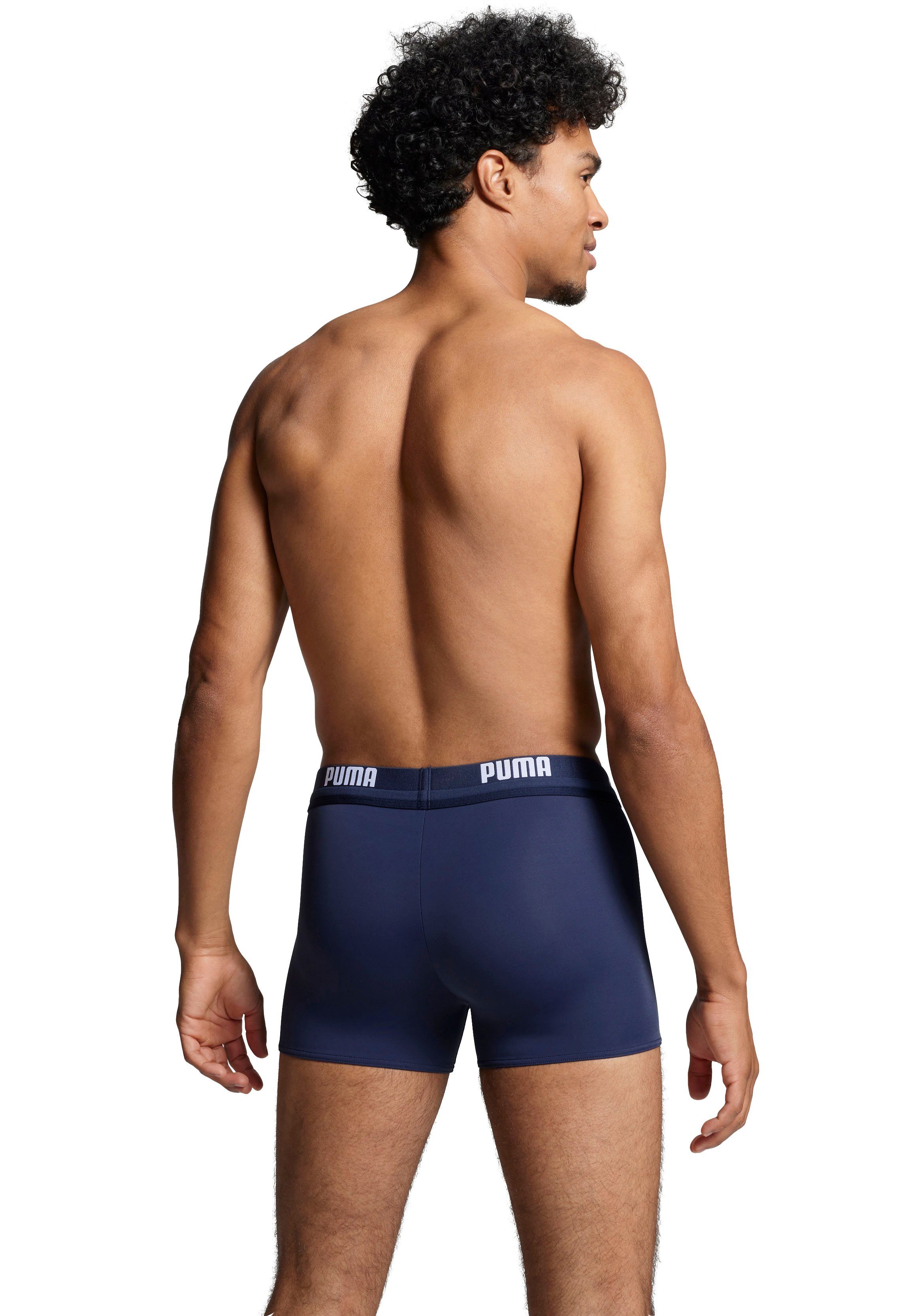 PUMA Badehose PUMA SWIM MEN LOGO TRUNKS elastischer Logobund mit integriertem Kordelzug