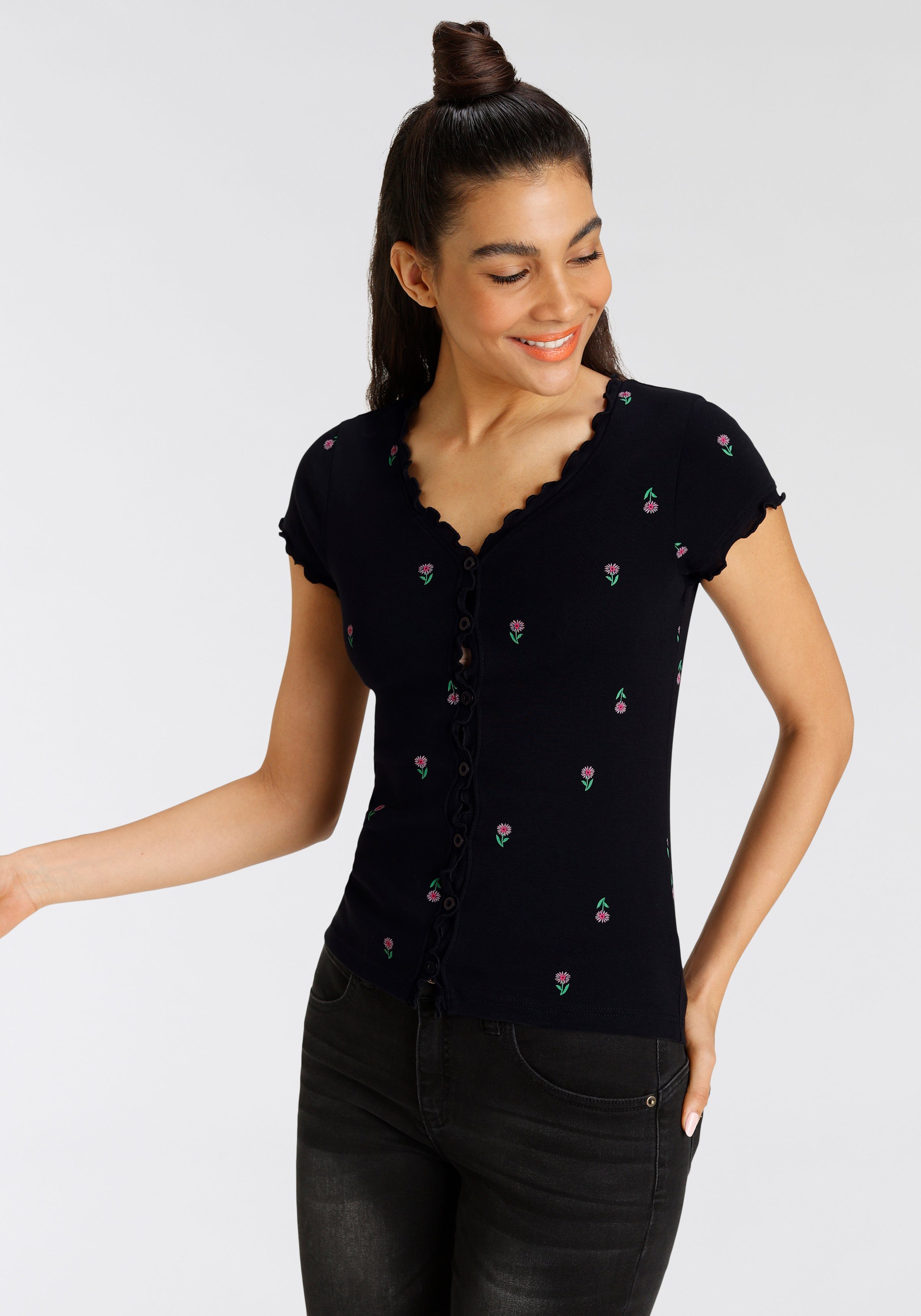 KangaROOS Kurzarmshirt kurzärmelig, figurbetont, aus Baumwolle günstig online kaufen