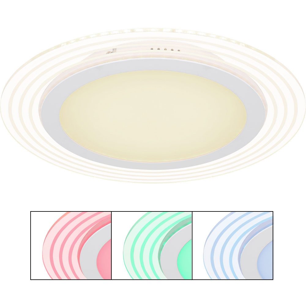 GLOBO LIGHTING LED Deckenleuchte, LED-Leuchtmittel fest verbaut, Kaltweiß, Warmweiß, Neutralweiß, Tageslichtweiß, Farbwechsel, RGB LED Deckenleuchte Wohnzimmerlampe dimmbar Fernbedienung Acryl weiß