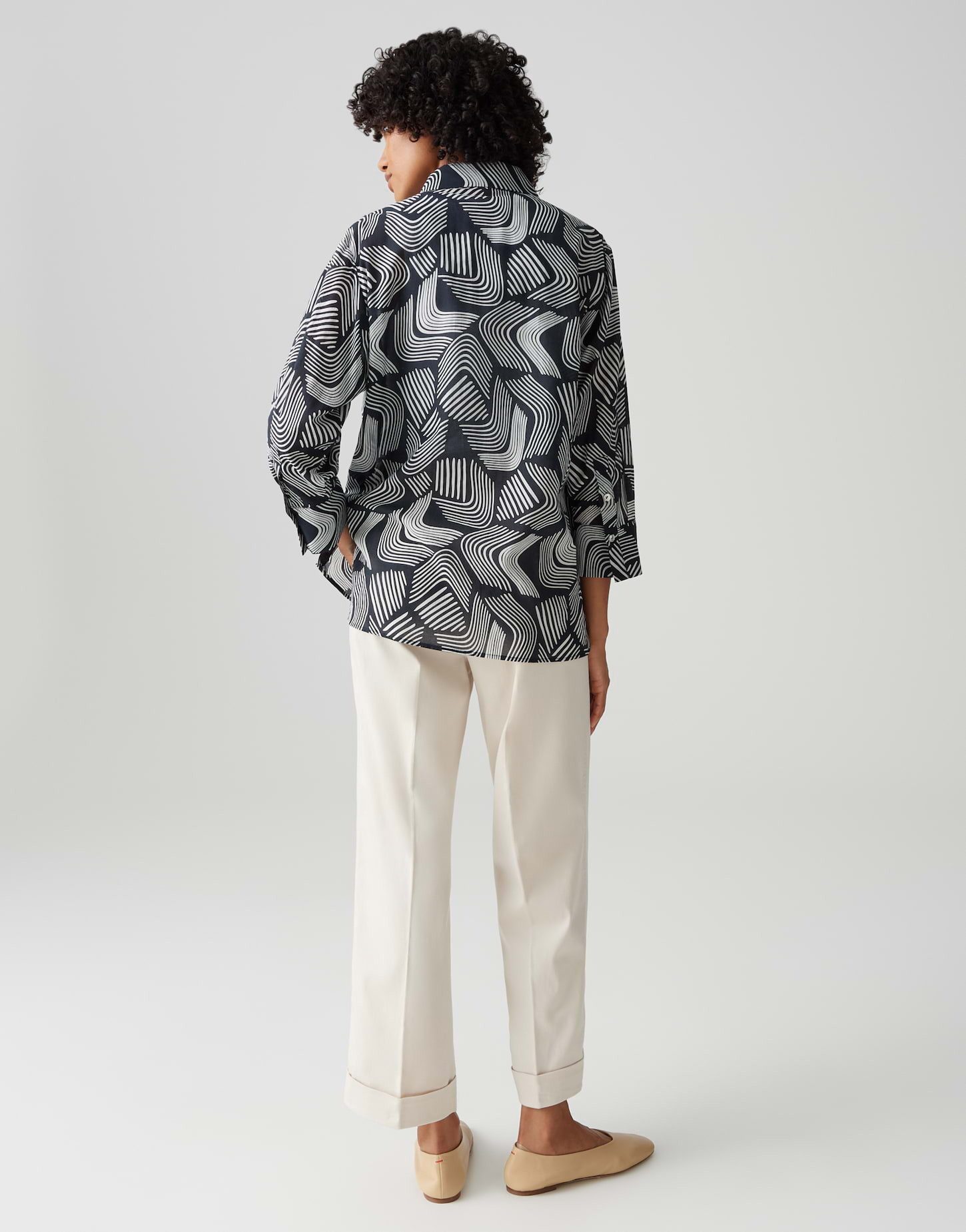 OPUS Kurzarmbluse FUMINA MOVE aus feiner Baumwolle