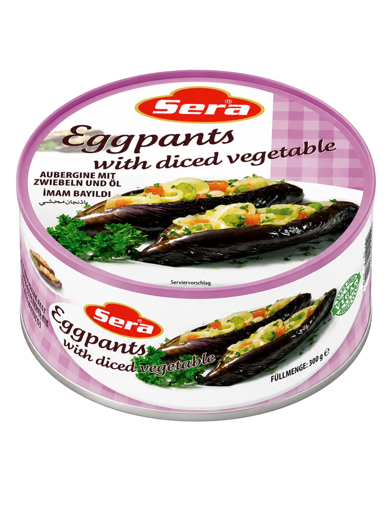 SERA FOOD Fertiggericht Auberginen mit Gemüsewürfeln – mediterran & servierfertig, (Vegane Konserven), Spezialität, servierfertig, vegan/vegetarisch, hochwertige Zutaten