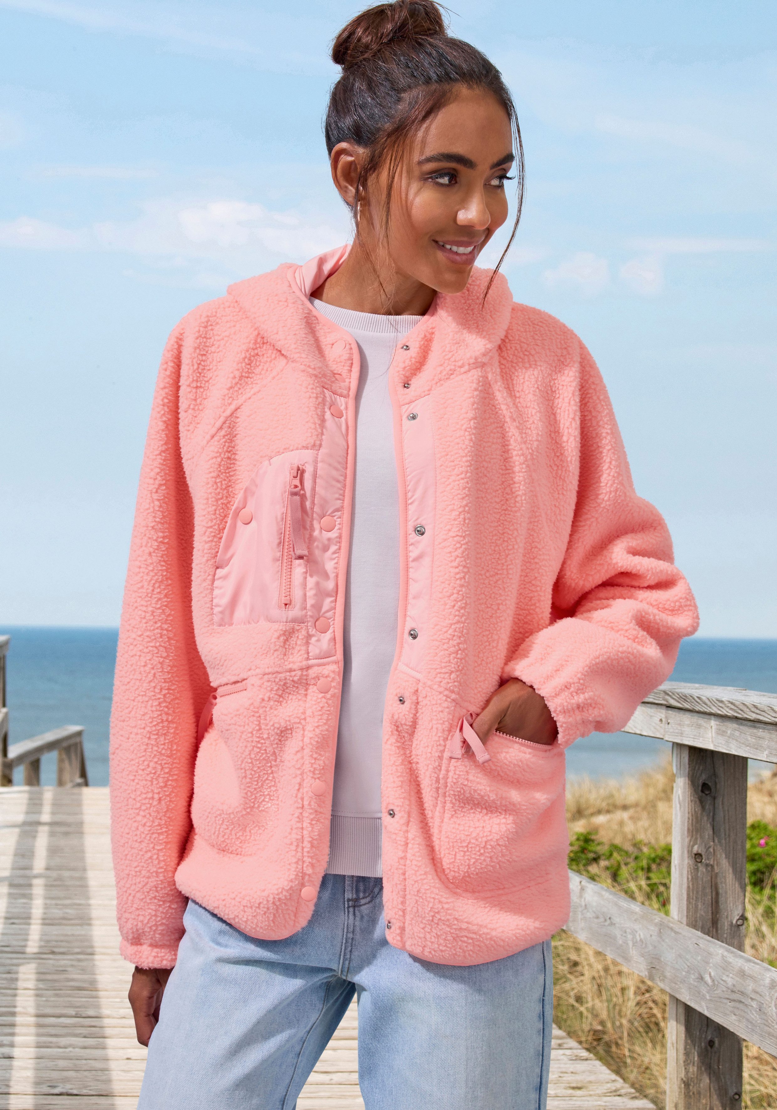 Vivance Active by Lascana Fleecejacke mit Fledermausärmeln