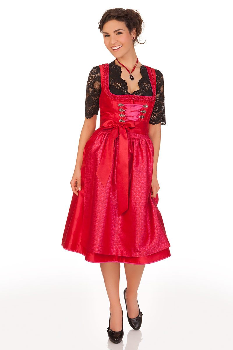 KRÜGER COLLECTION Dirndl Midi Dirndl 2tlg. - TADDEA - rot