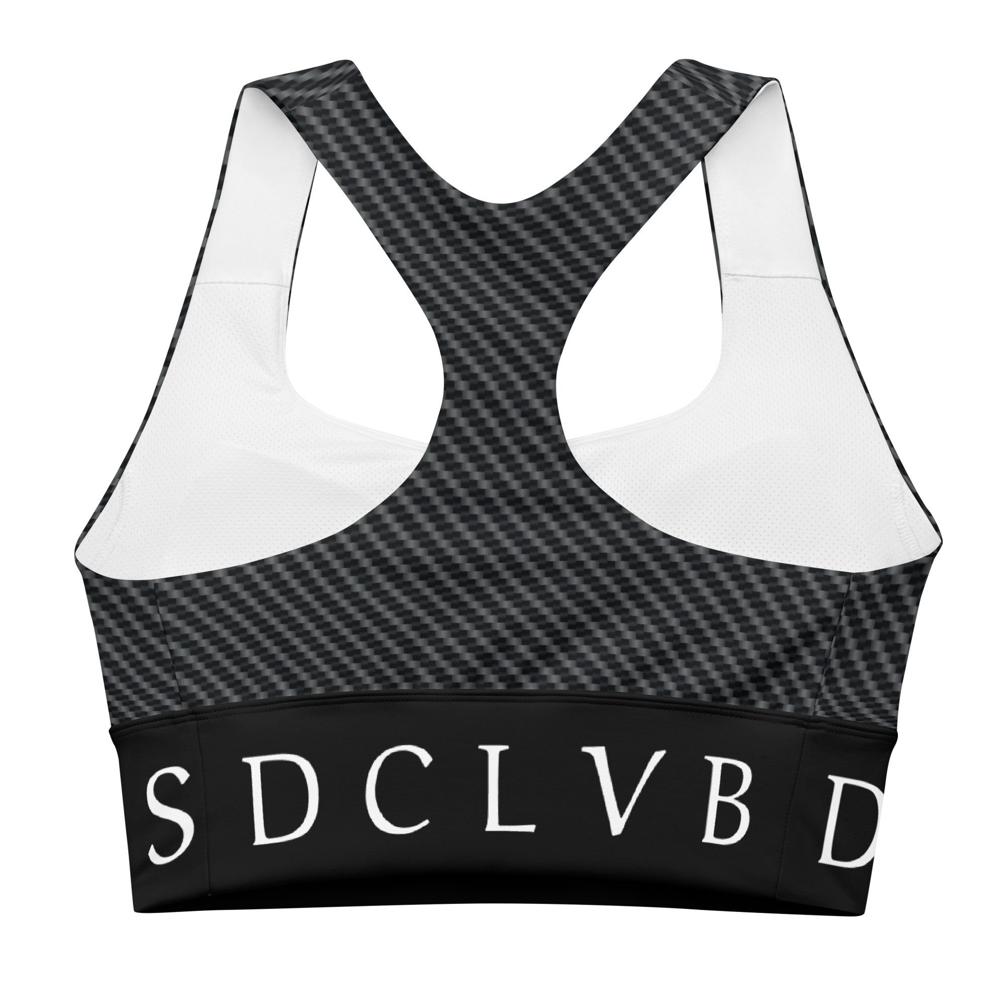 DECALVIBES Sport-BH Longline Sports Bra Ultimate Carbon Longline Design, starker Halt, herausnehmbare Pads, atmungsaktiv