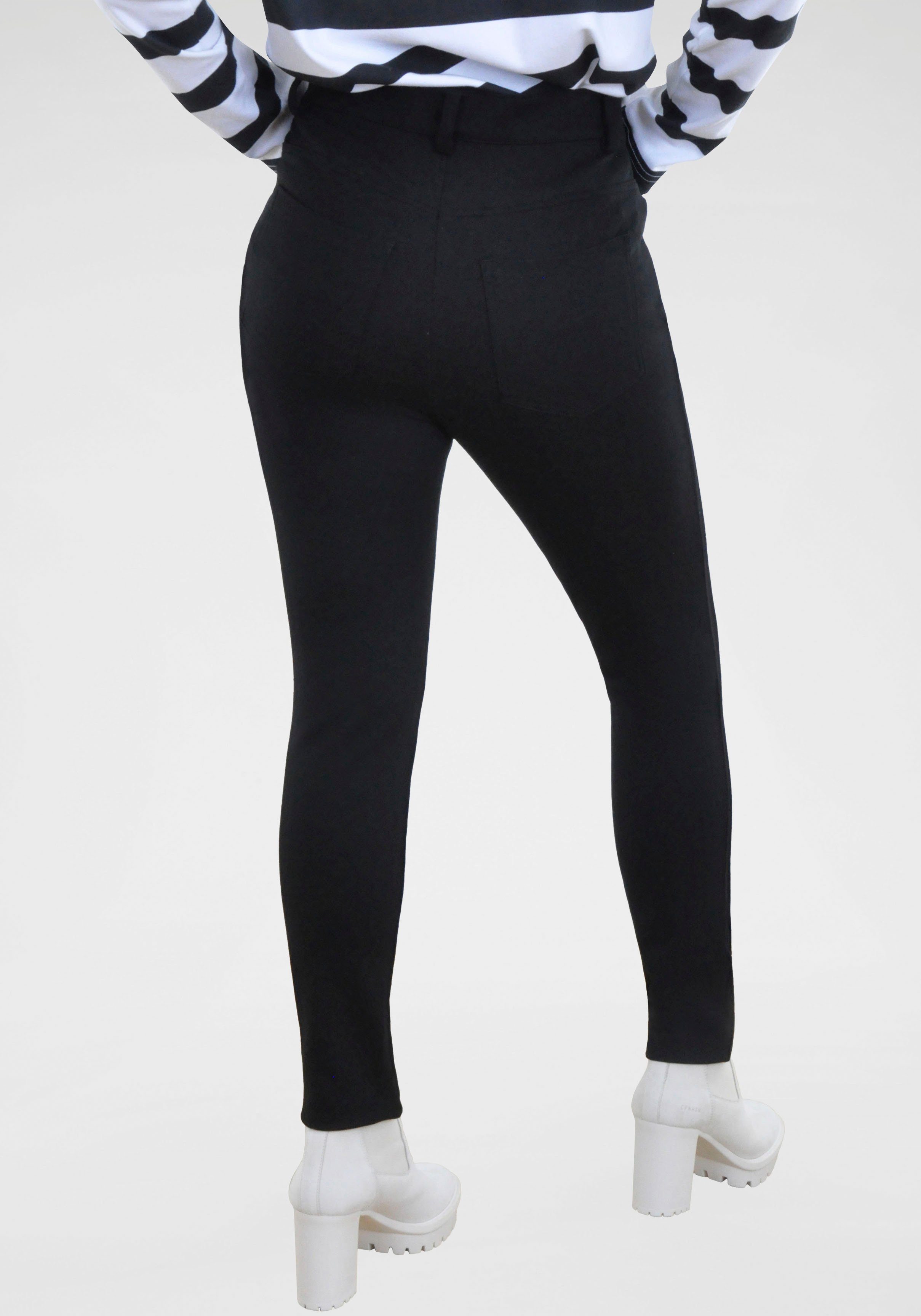 Bein Schwarz NAVIGAZIONE Stretch-Hose mit schmalem