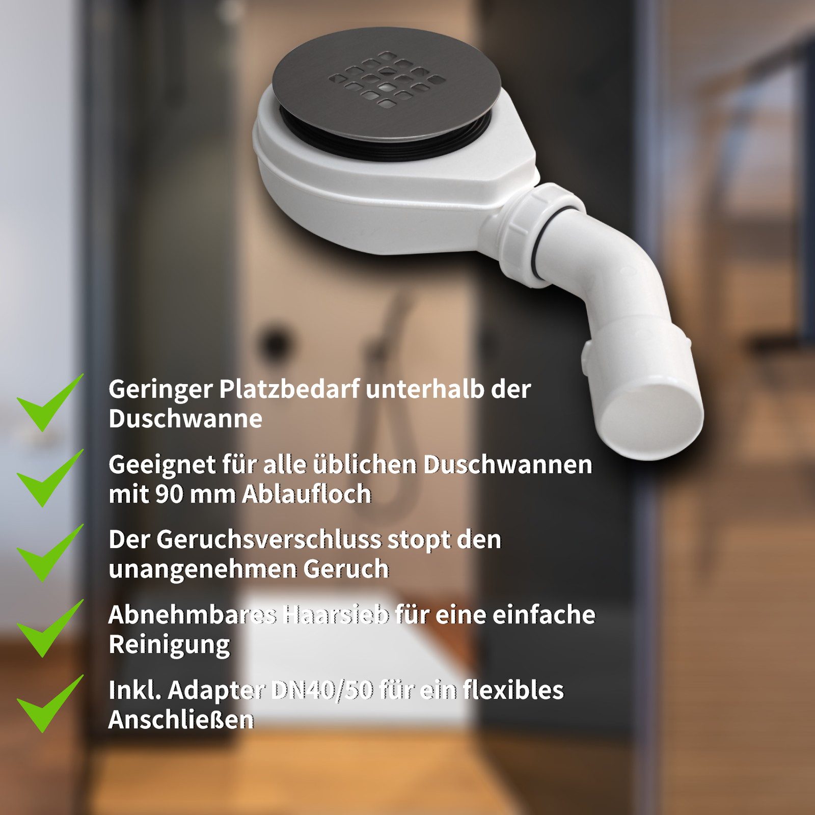 WITEN&NOCK Duschablauf Ablaufgarnitur SET Siphon 90mm günstig online kaufen