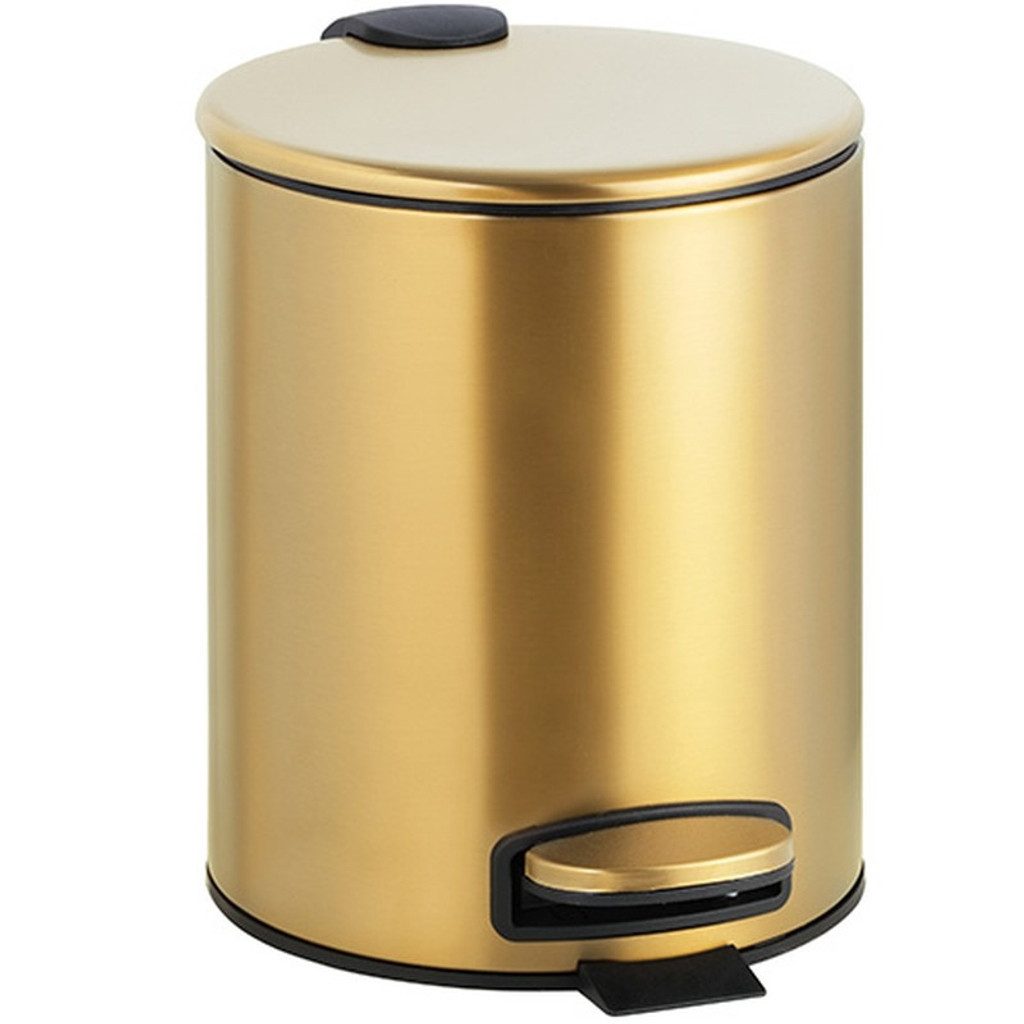 BRILLANTBAD® Mülleimer BABLO Abfalleimer Edelstahl Gold matt für Bad & Küche >> Freistehend