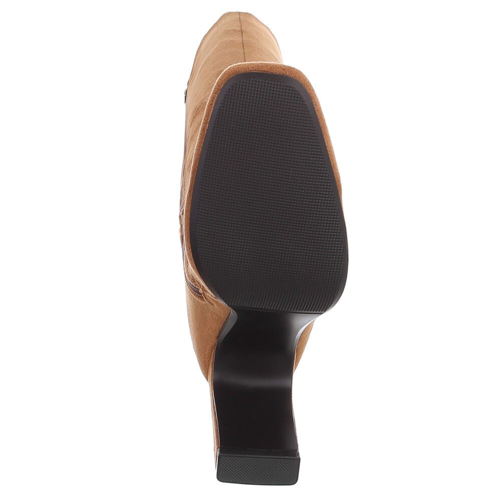Ital-Design Eleganter hoher Stiefel mit Blockabsatz für Damen High-Heel-Stiefel (90927492) Blockabsatz Stiefel in Camel