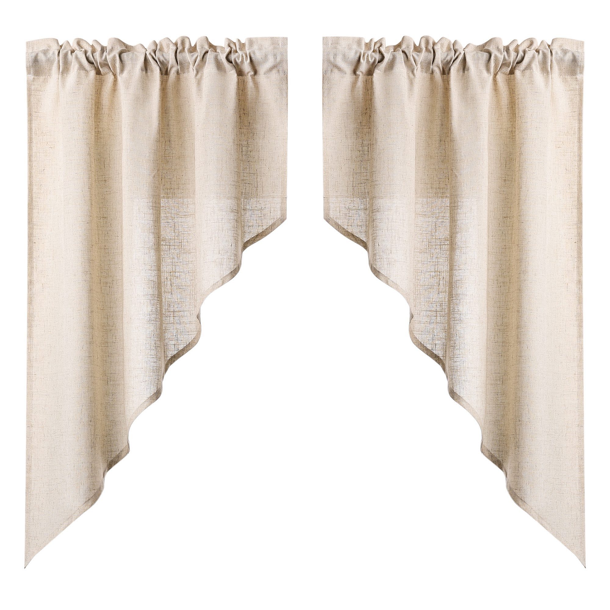 Joyswahl Scheibengardine (2 St), Kräuselband, halbtransparent, Mikrofaserqualität, Scheibengardine aus Baumwollleinen-Imitat