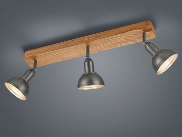 etc-shop LED Deckenspot, Deckenstrahler Holz 3 flammig Spotleuchte schwenkbar