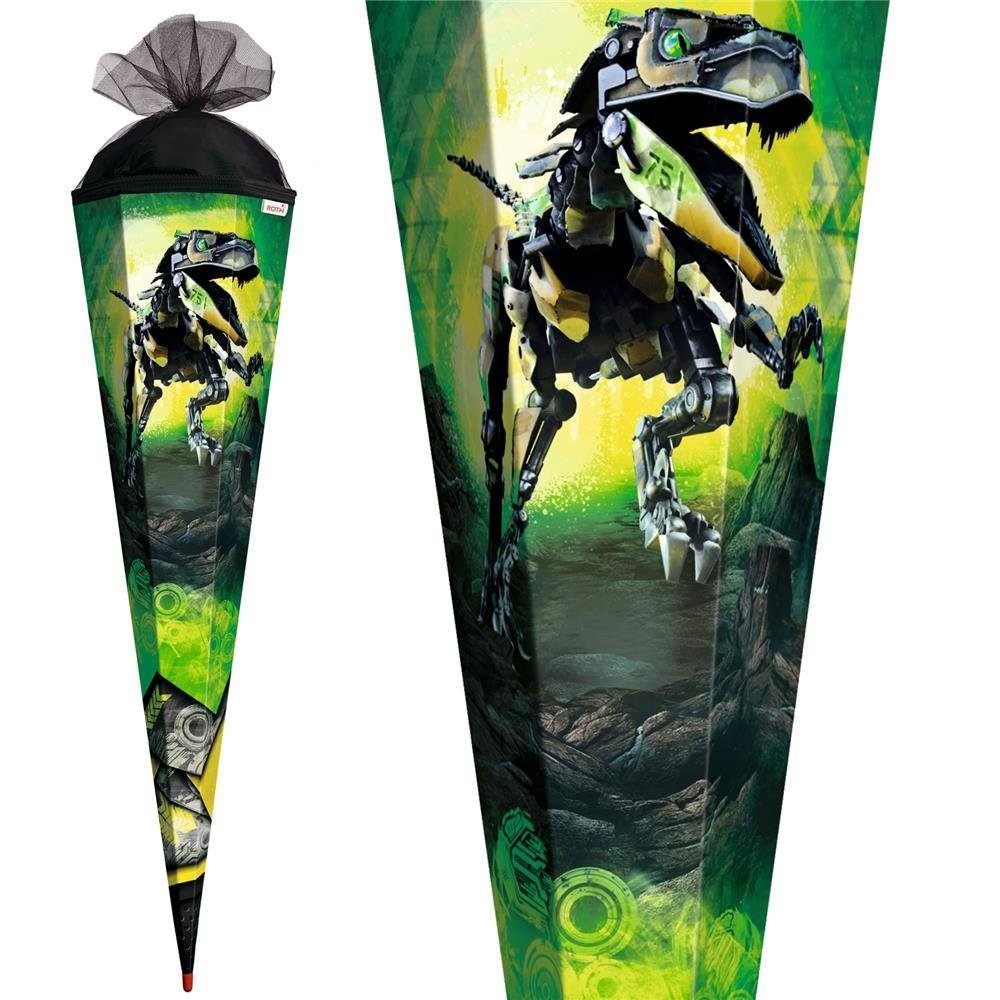 Roth Schultüte Robo-Rex, 85 cm, eckig, mit schwarzem Tüllverschluss, Dinosaurier, Zuckertüte