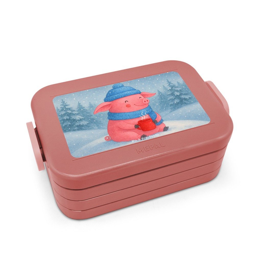 Mr. & Mrs. Panda Butterdose Schwein Glühwein Design, Bento Box, Rot Pastell, Weihnachten, Weihnac, Polypropylen lebensmittelecht, (Packung), Snackbox Lunchbox Bento-Brotdose