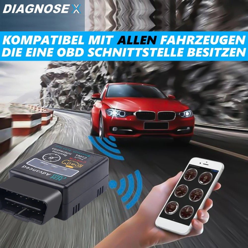 OBD2-Diagnosegerät Handy MAVURA DIAGNOSEX Adapter Autoscan Gerät für Diagnose Bluetooth Auslesegerät, Apple Iphone Diagnosegerät Auto iOS OBD2 Smartphone
