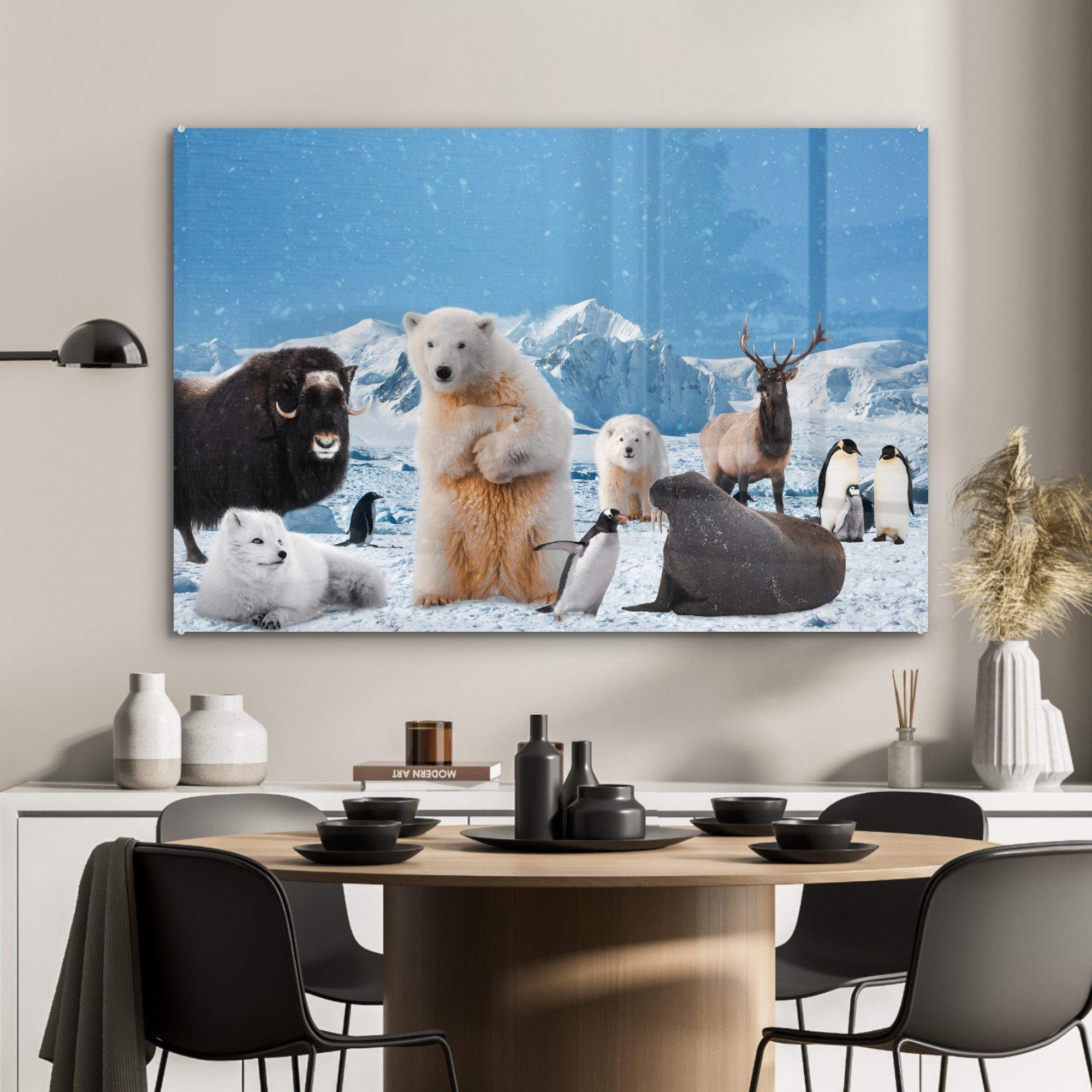 Große - MuchoWow Fünf (1 - Tiere Arktis, Schlafzimmer & Acrylglasbilder St), Acrylglasbild Wohnzimmer