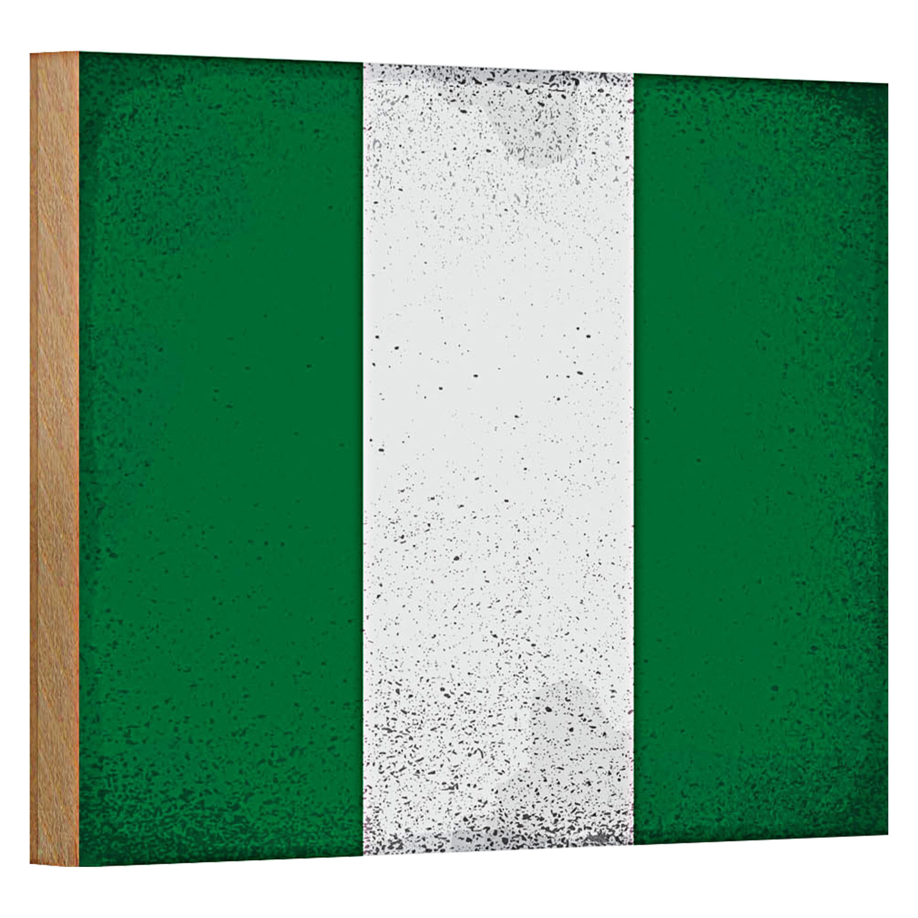 Roomando Holzbild Flagge Nigeria 18x12cm Flag of Nigeria Vintage