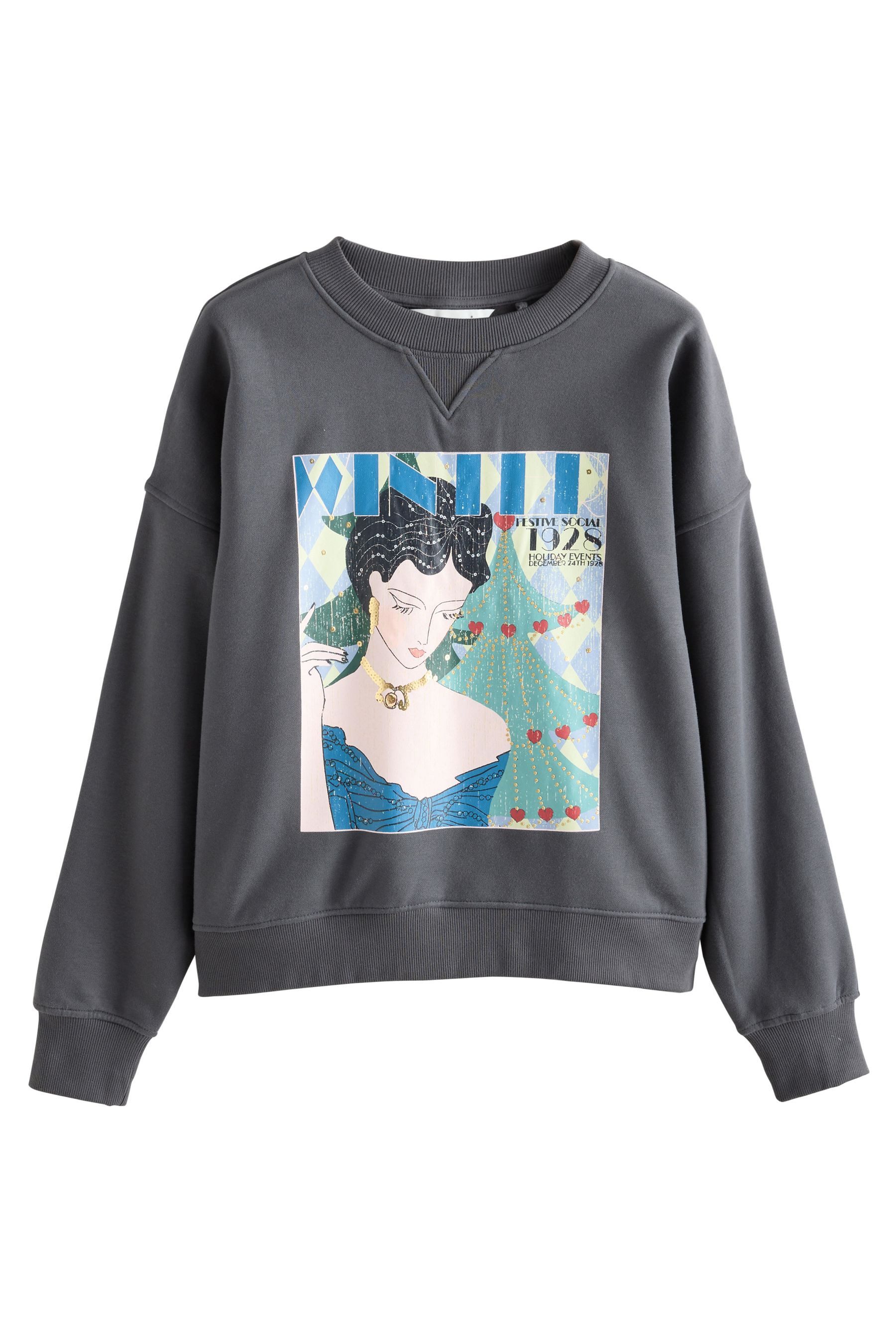 Next Sweater Langarm-Sweatshirt, Vintage Magazine (1-tlg)