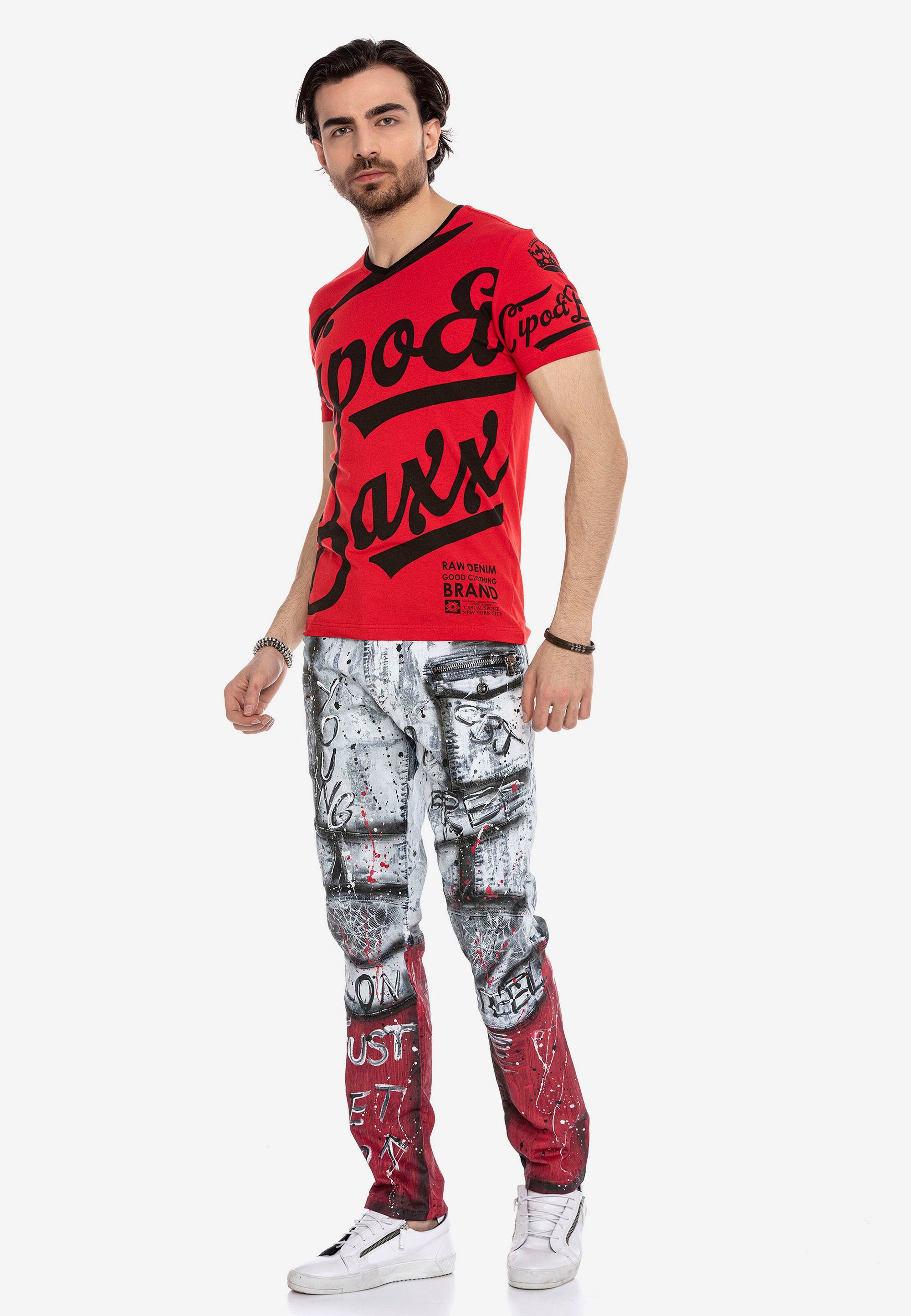 Cipo & Baxx T-Shirt rot CT635 Marken-Frontprint coolem mit