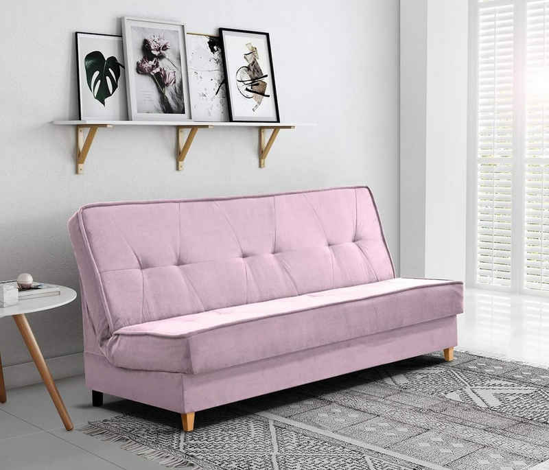 Beautysofa Sofa Riva, Schlafsofa aus Velourstoff, Polstersofa, inklusive Bettfunktion, mit Klick-Klack