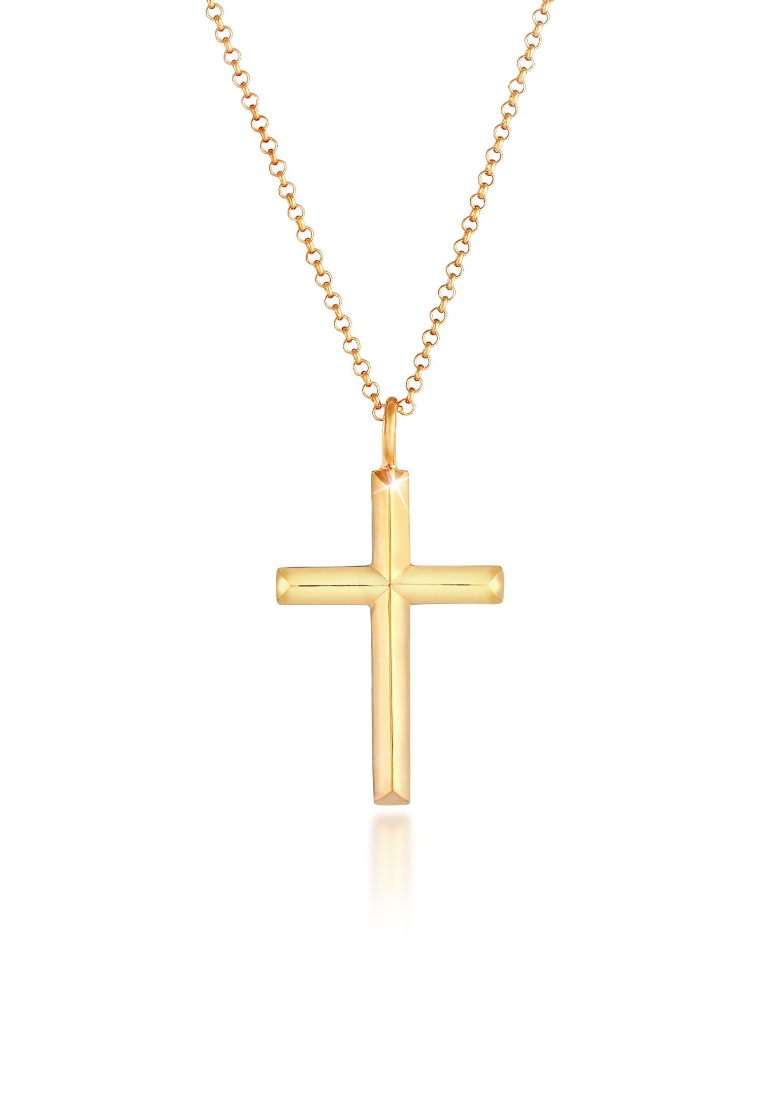 Lange Kette Herren mit Kreuz Oxidiert Massiv 925 Silber