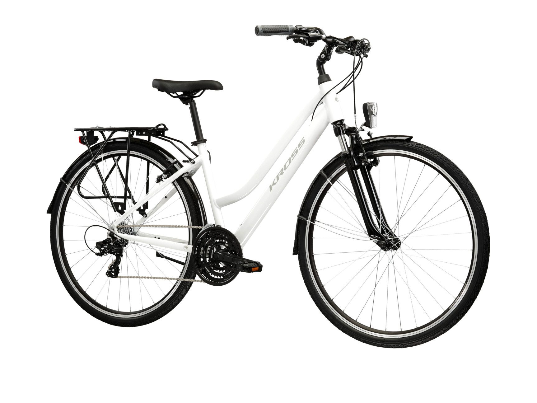 Kross Trekkingrad Trans 1.0 weiß, 21 Gang Shimano TOURNEY TY300 Schaltwerk, Kettenschaltung