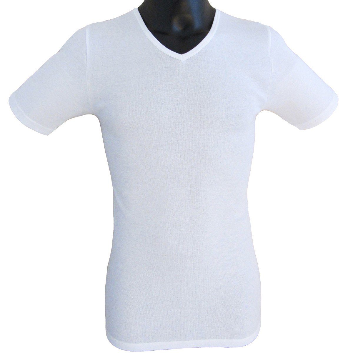 HERMKO Unterziehshirt kurzarm Shirt Bio-Baumwolle kurzarm Shirt V-Neck körpernahe Passform, Feinripp – Bild 3 von 3