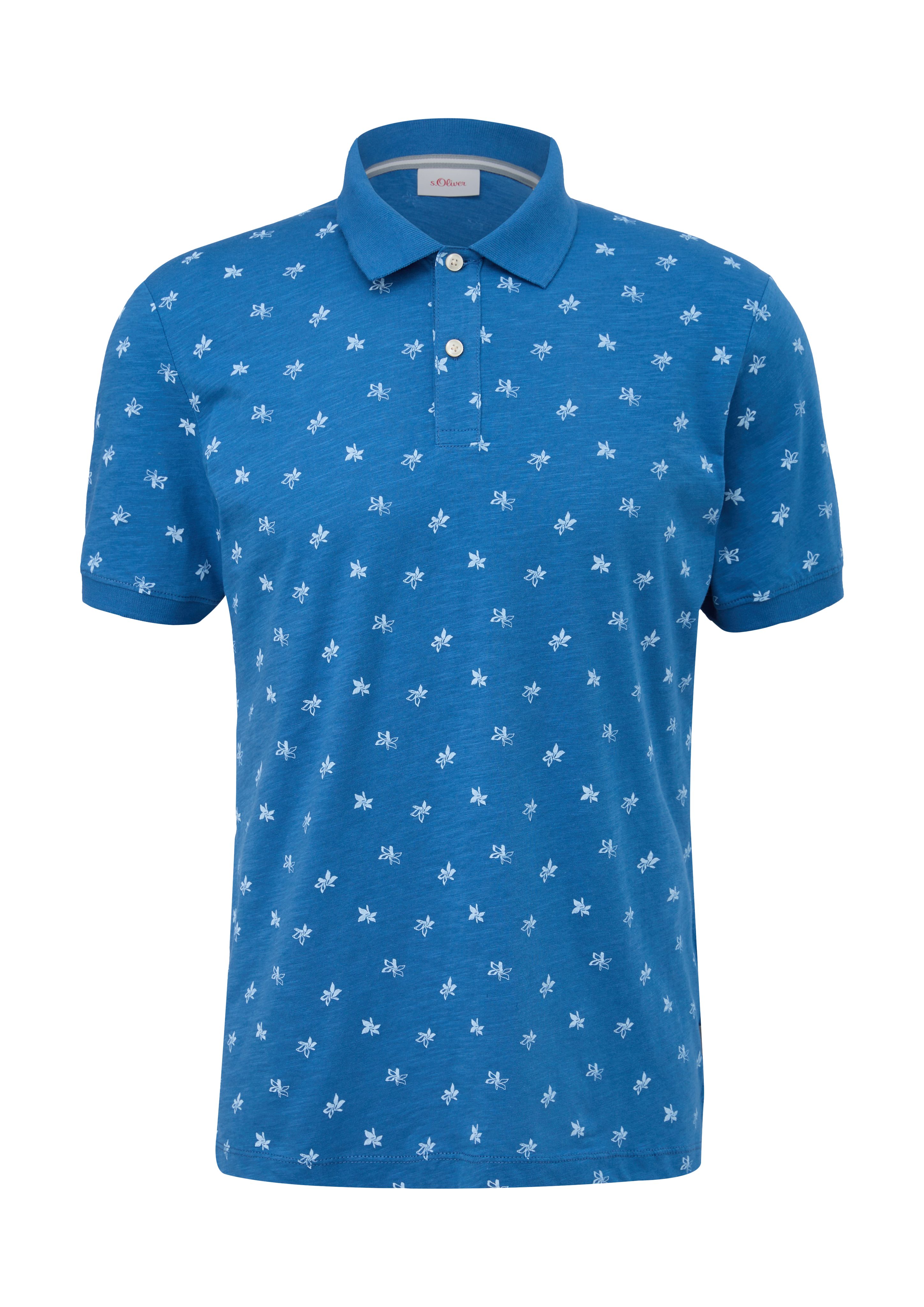 Poloshirt mit blau Poloshirt Allover-Print s.Oliver