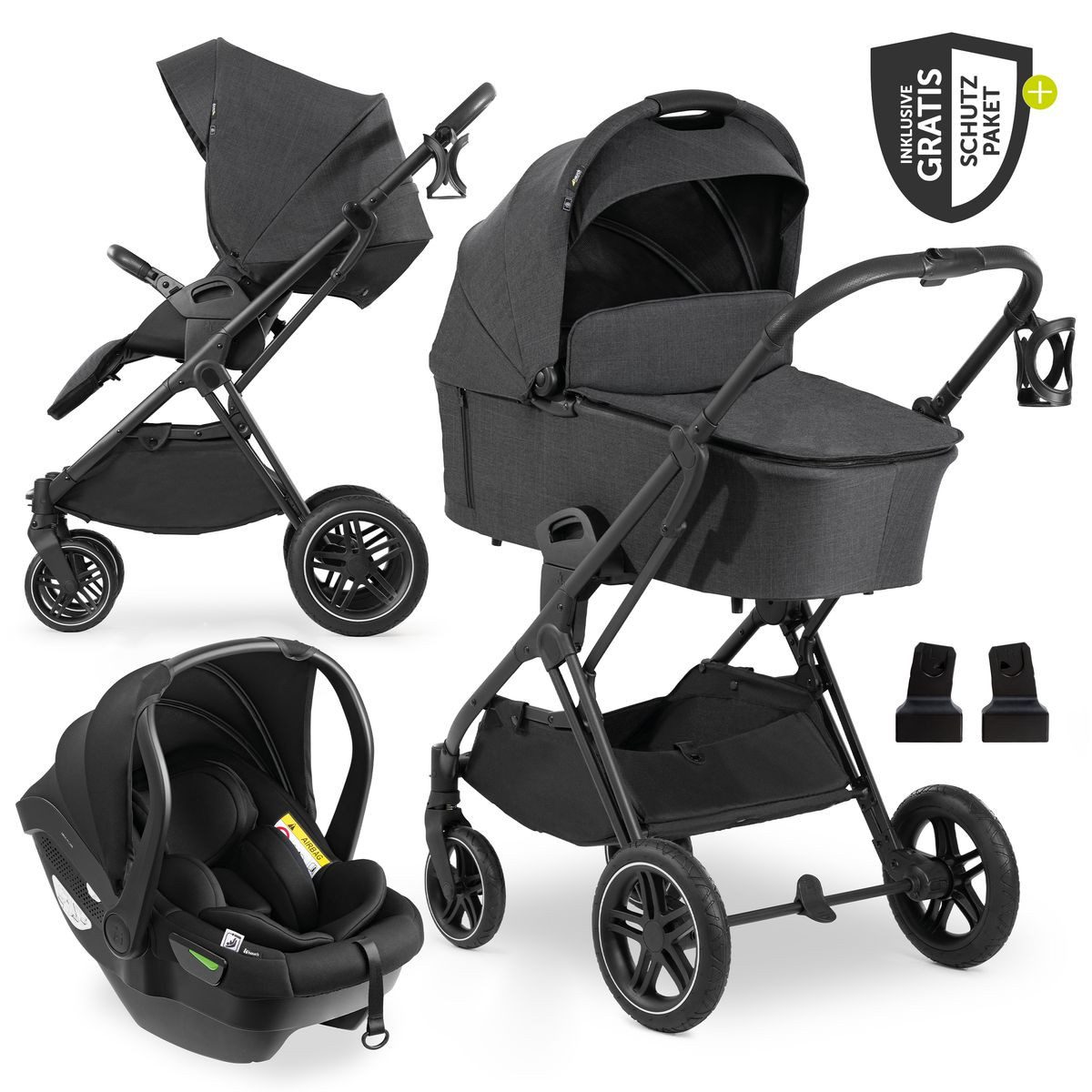 Kombi-Kinderwagen Vision X Trio Set Black - Melange Black
