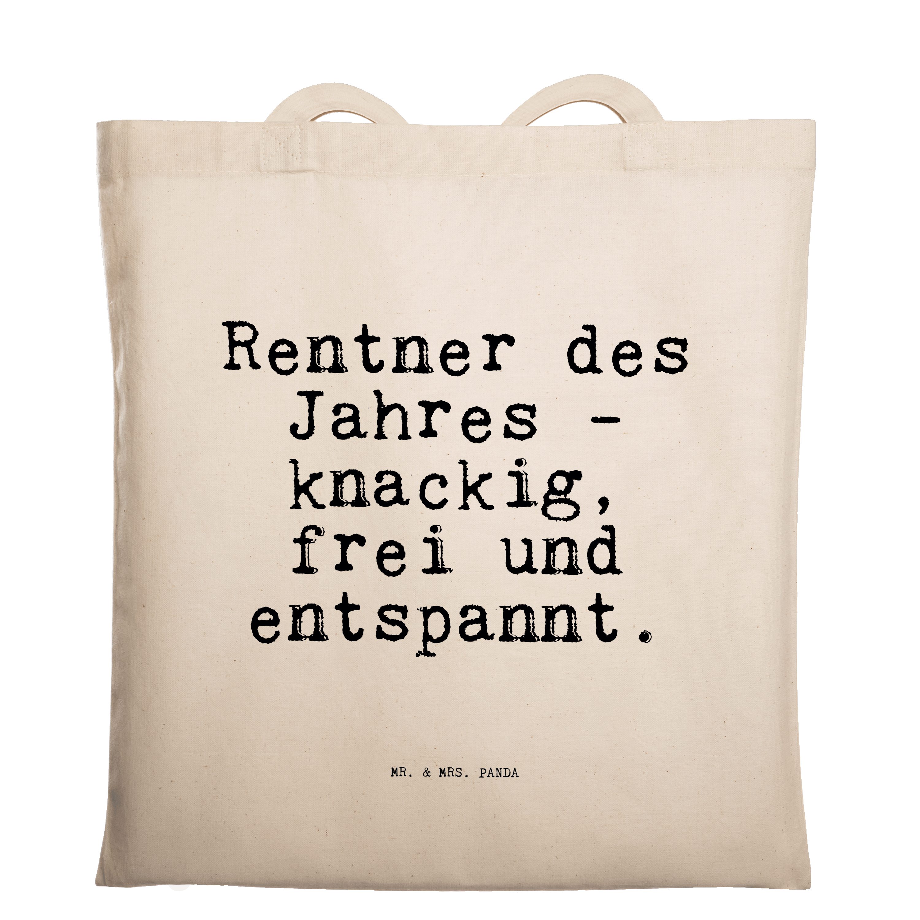 Mr. & lustig, Rentner -... Geschenk, Transparent Panda Rentnerin, (1-tlg) Jahres - Tragetasche - Mrs. des