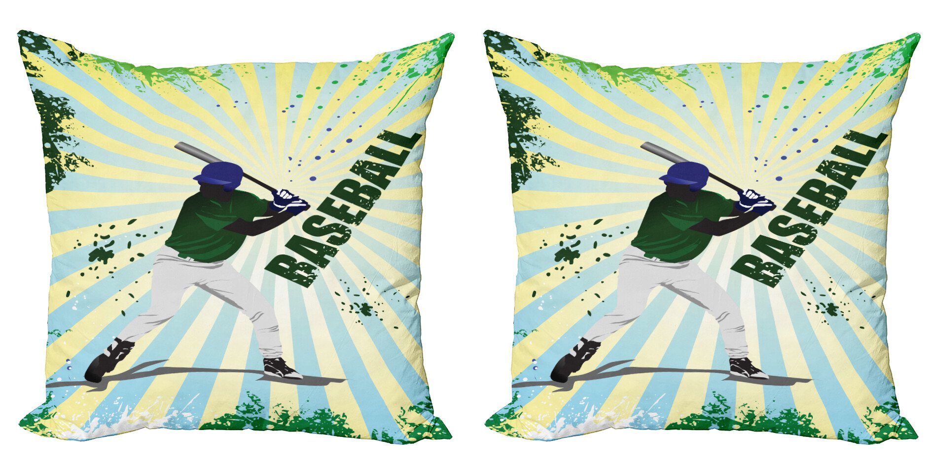 Kissenbezüge Modern Accent Doppelseitiger Stück), Digitaldruck, Abakuhaus Schmutz-Baseball-Pop-Art Grün (2