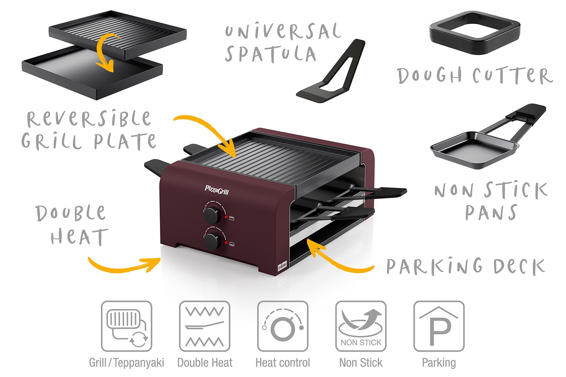 Stöckli Raclette Stöckli Raclette PizzaGrill 4 Merlot Red