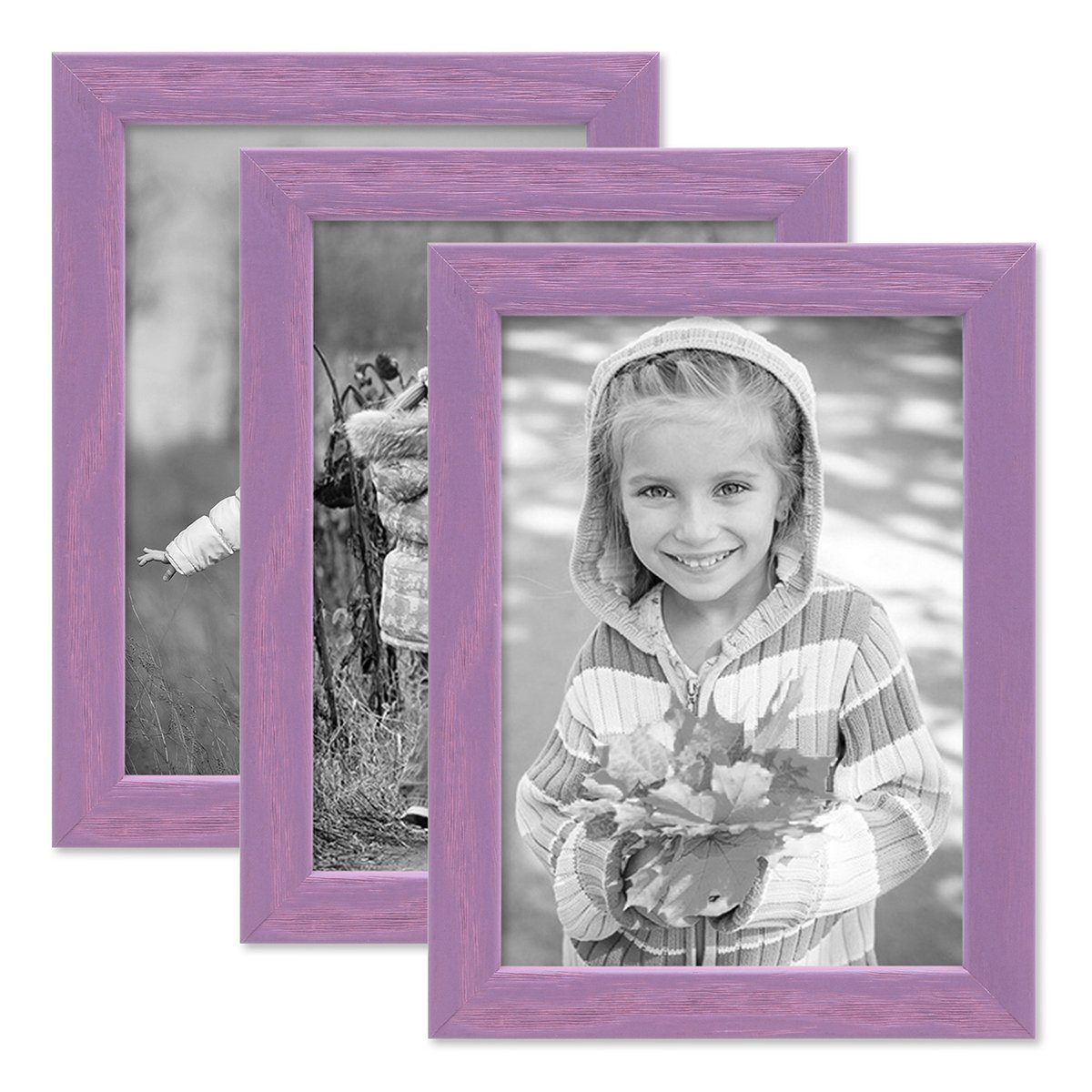 PHOTOLINI Bilderrahmen 3er Set Massivholz-Rahmen - günstig online kaufen
