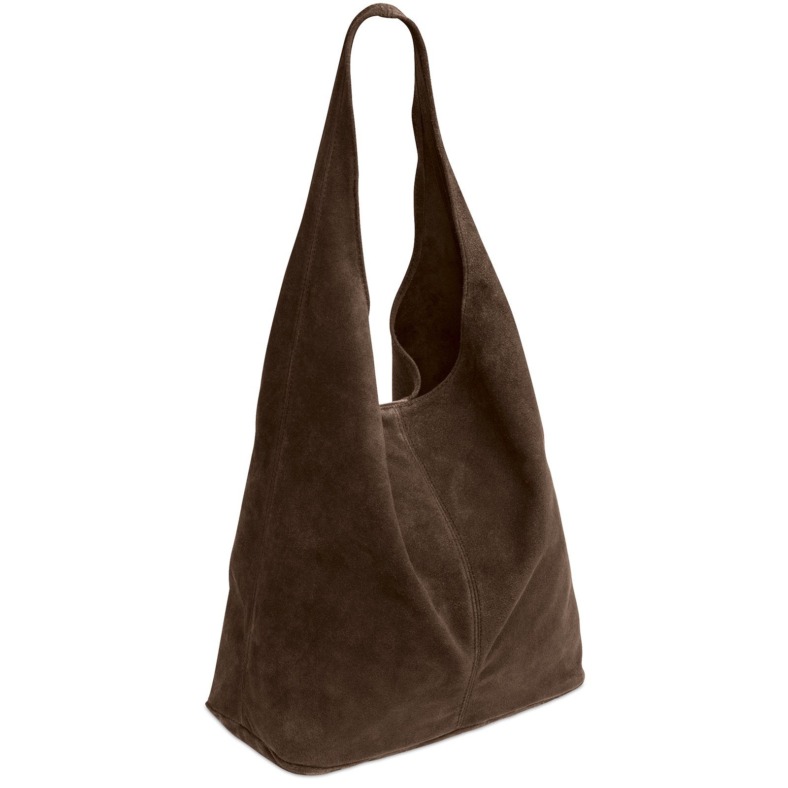 Caspar Schultertasche große Damen Wildleder Tasche Hobo Bag - CLASSIC LINE - Modell No.767, angenehm leicht, ohne Innenfutter, mit Sicherheitsfach, 100% Echtleder