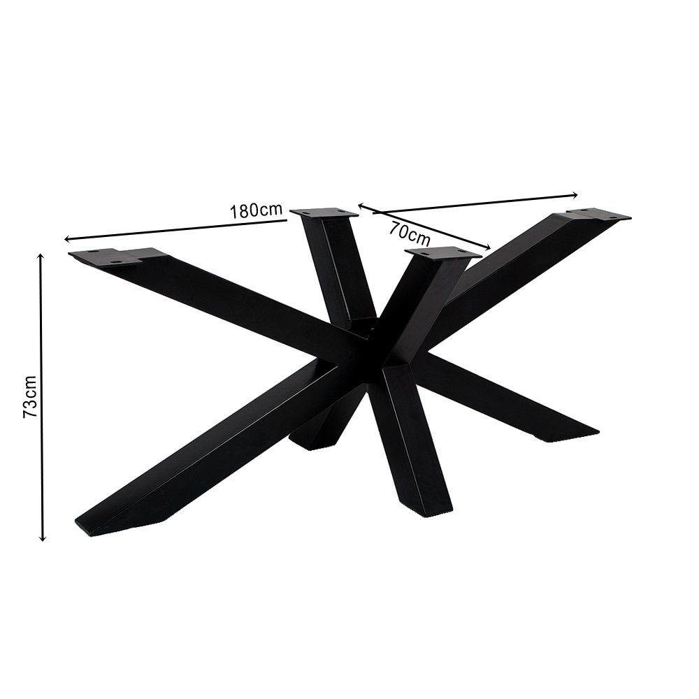 (pulverbeschichtet) Stahl Esstischgestell Tischgestell L180cm ca. DIVE-MIKADO Schwarz LebensWohnArt