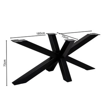 LebensWohnArt Tischgestell Esstischgestell DIVE-MIKADO ca. L180cm Schwarz Stahl (pulverbeschichtet)
