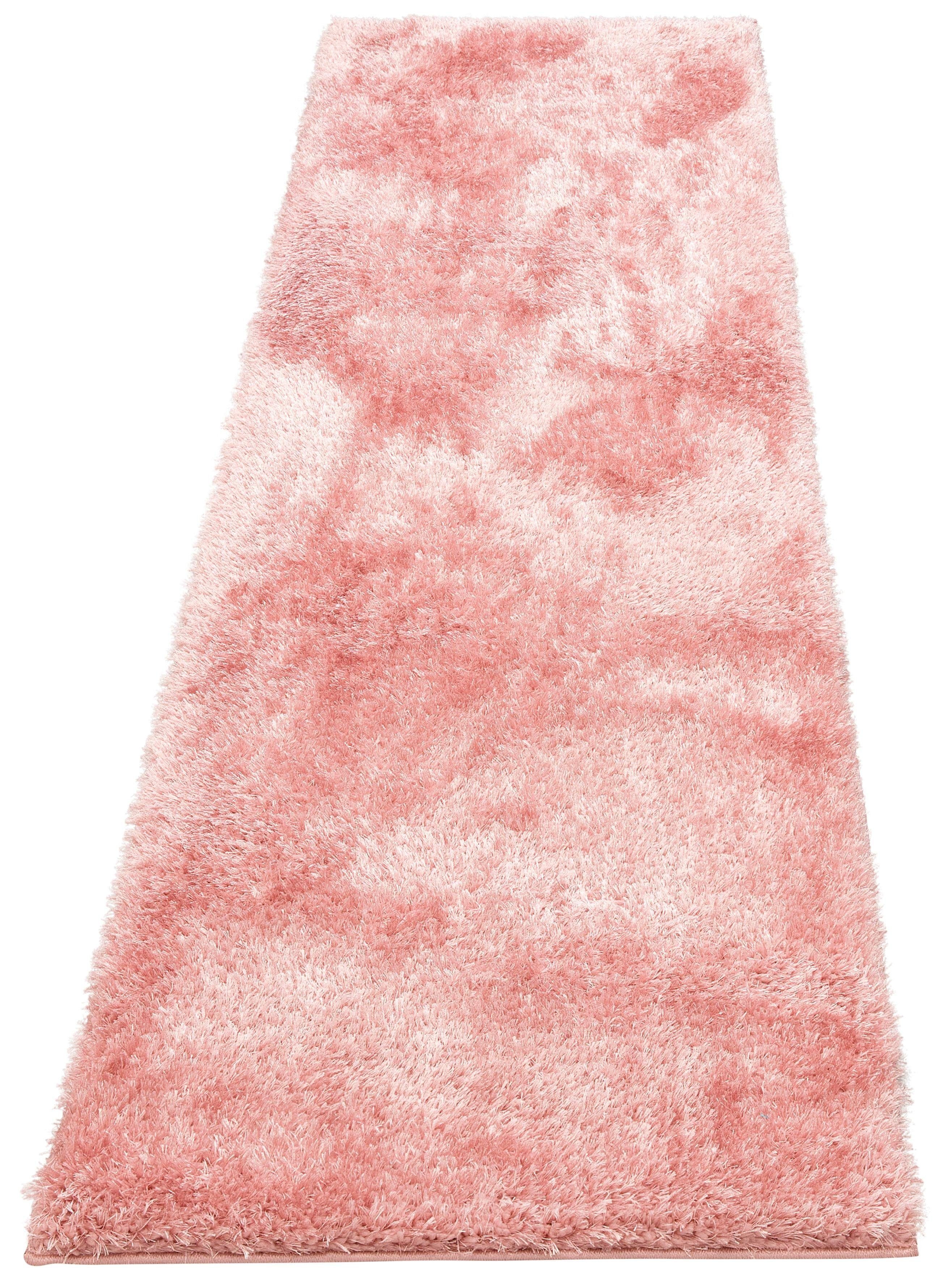 Hochflor-Läufer Malin, Home affaire, rechteckig, Höhe: 43 mm, Uni-Farben, leicht glänzend, besonders flauschig durch Mikrofaser rosa