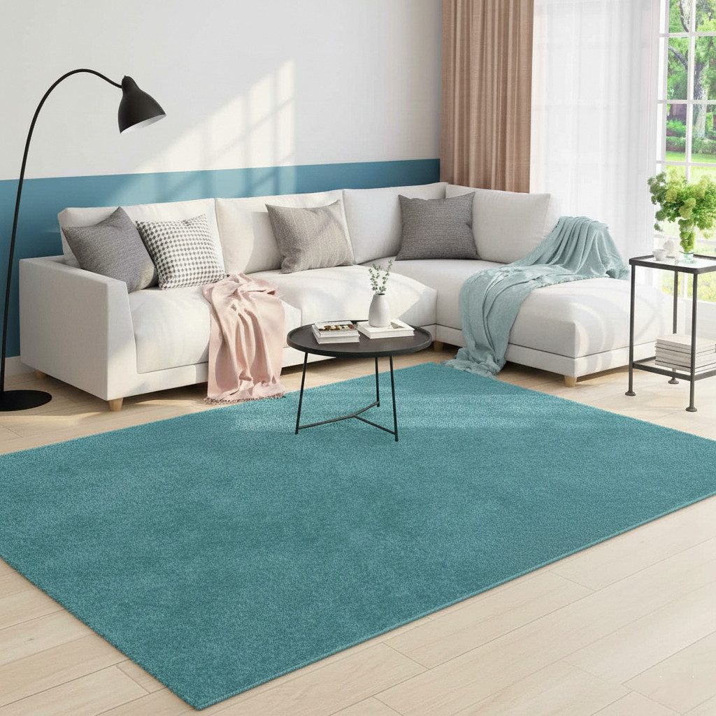 Vimoda Teppich Teppich Wohnzimmer Kurzflor, Rechteckig, Höhe: 8 mm, Teppich Einfarbig weich gewebt, Modern, in Versch. Größen & Farben