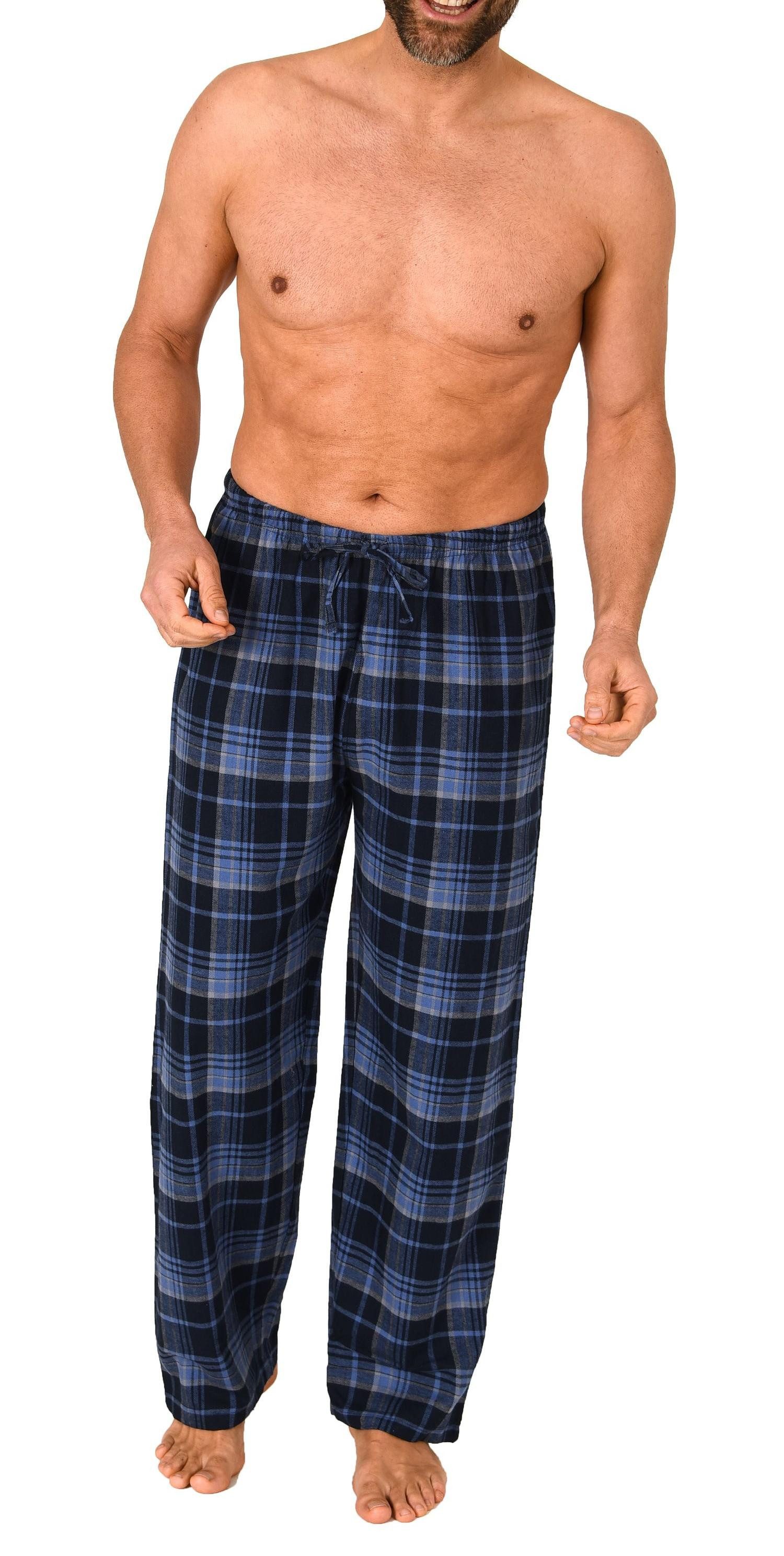 Normann Pyjama Herren Flanell Schlafanzug Hose in Karo-Optik