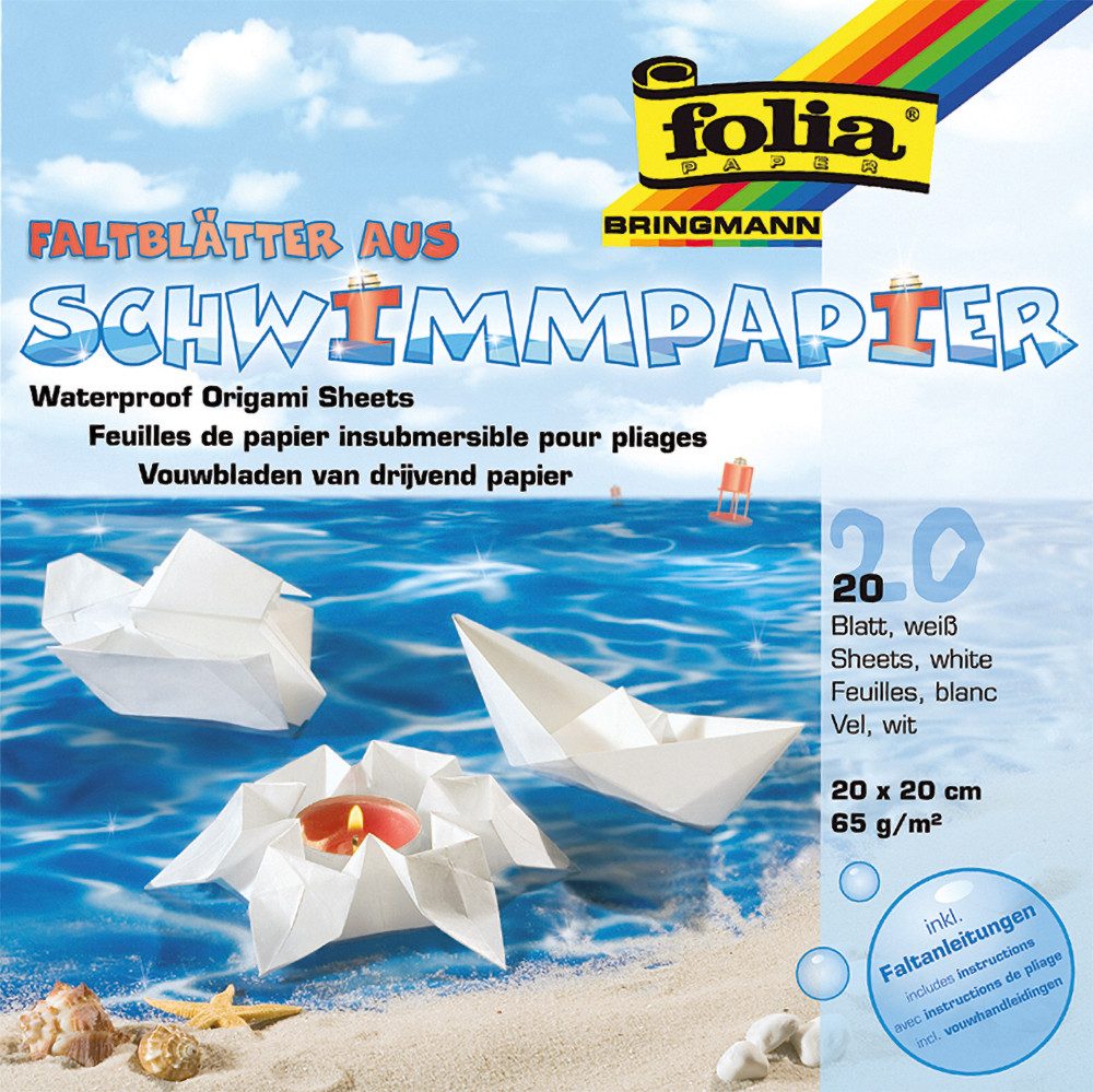 Folia Kraftpapier Origamipapier Wasserfest, 20x20cm, 20 Blatt