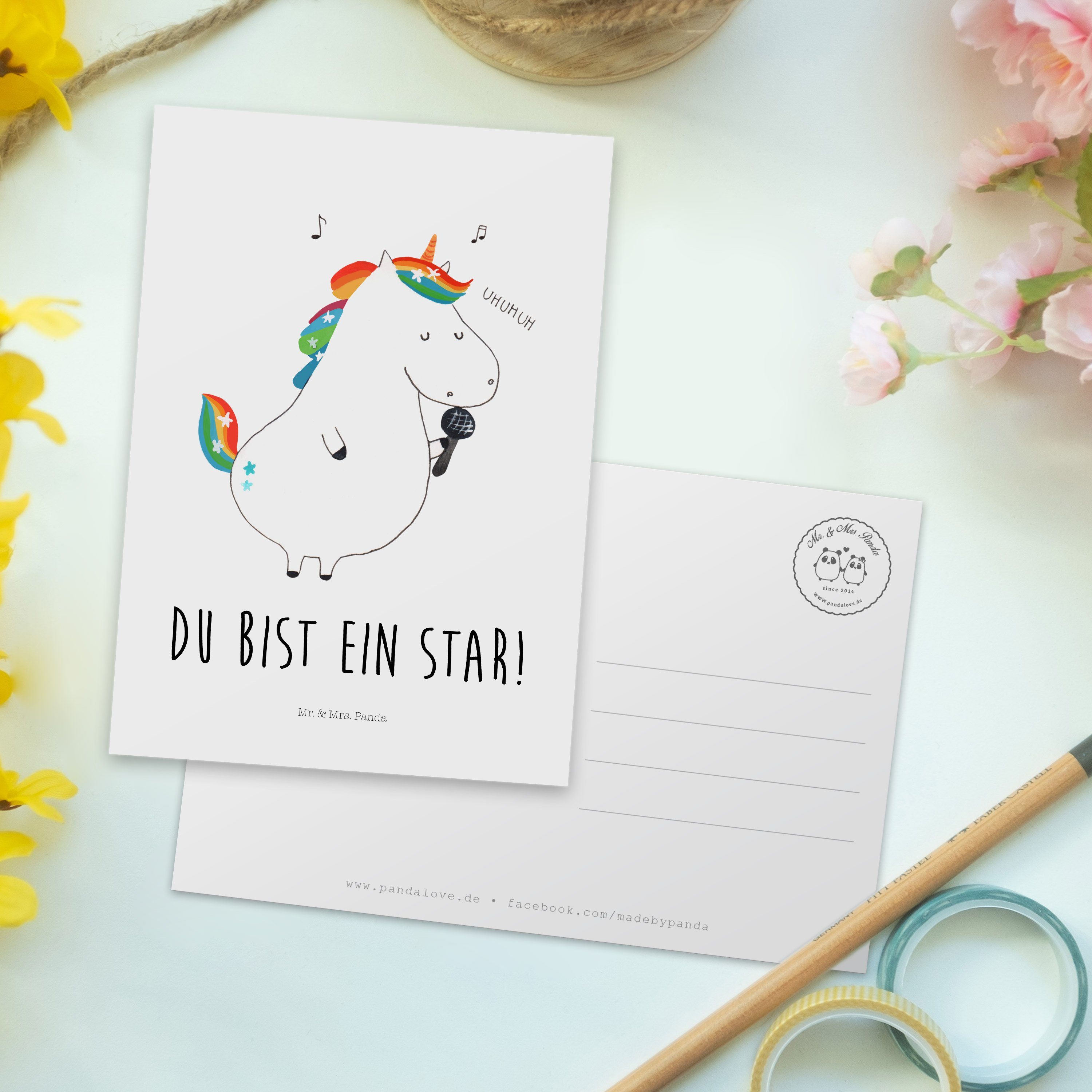 Mr. & Mrs. Dankeskarte, Pegasus, Geschenk, Postkarte Gr Sänger Einhörner, Weiß Einhorn Panda - 