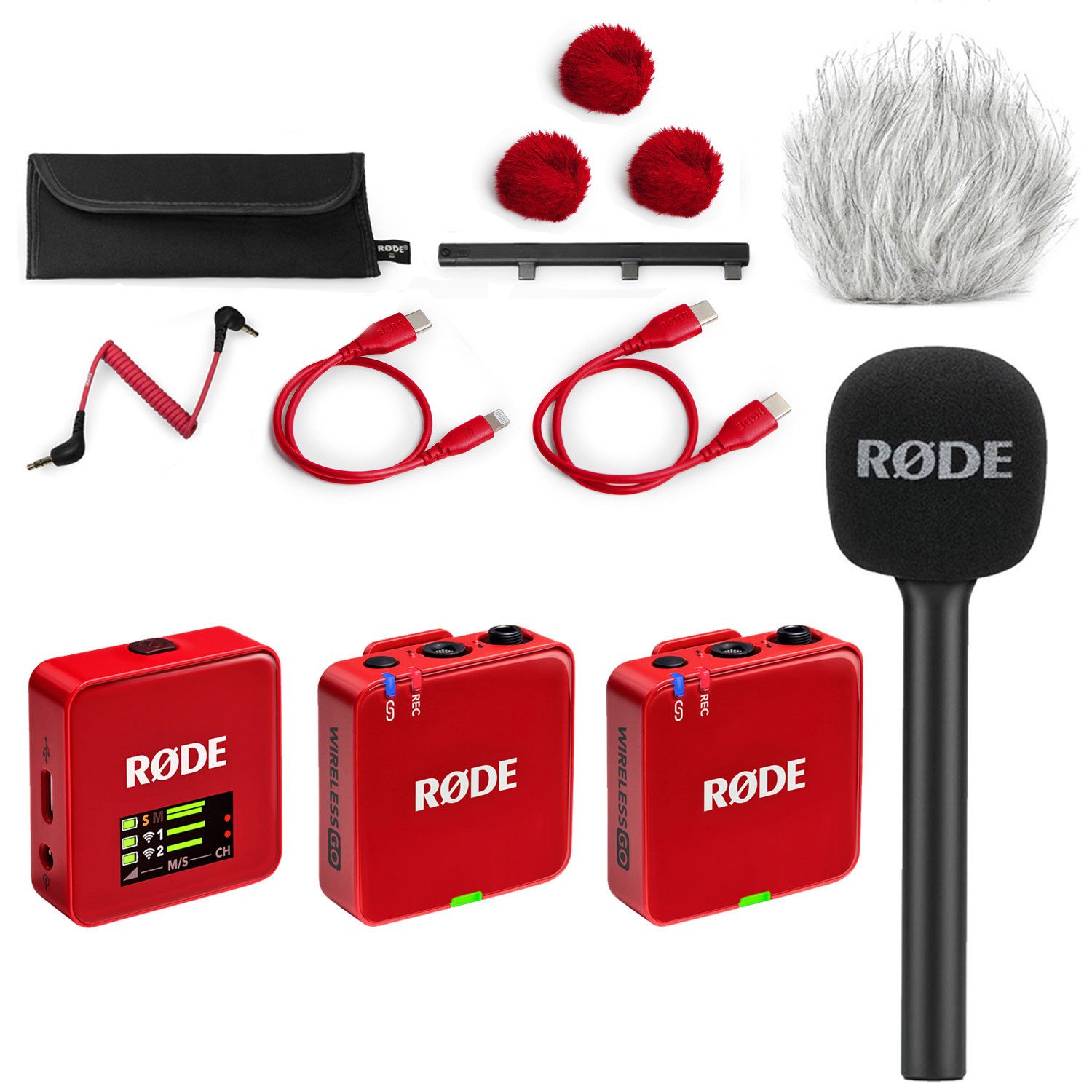 Rode Mikrofon-Funksystem Wireless GO Gen 3 Rot Interview Set 1 Digitales Aufnahmegerät