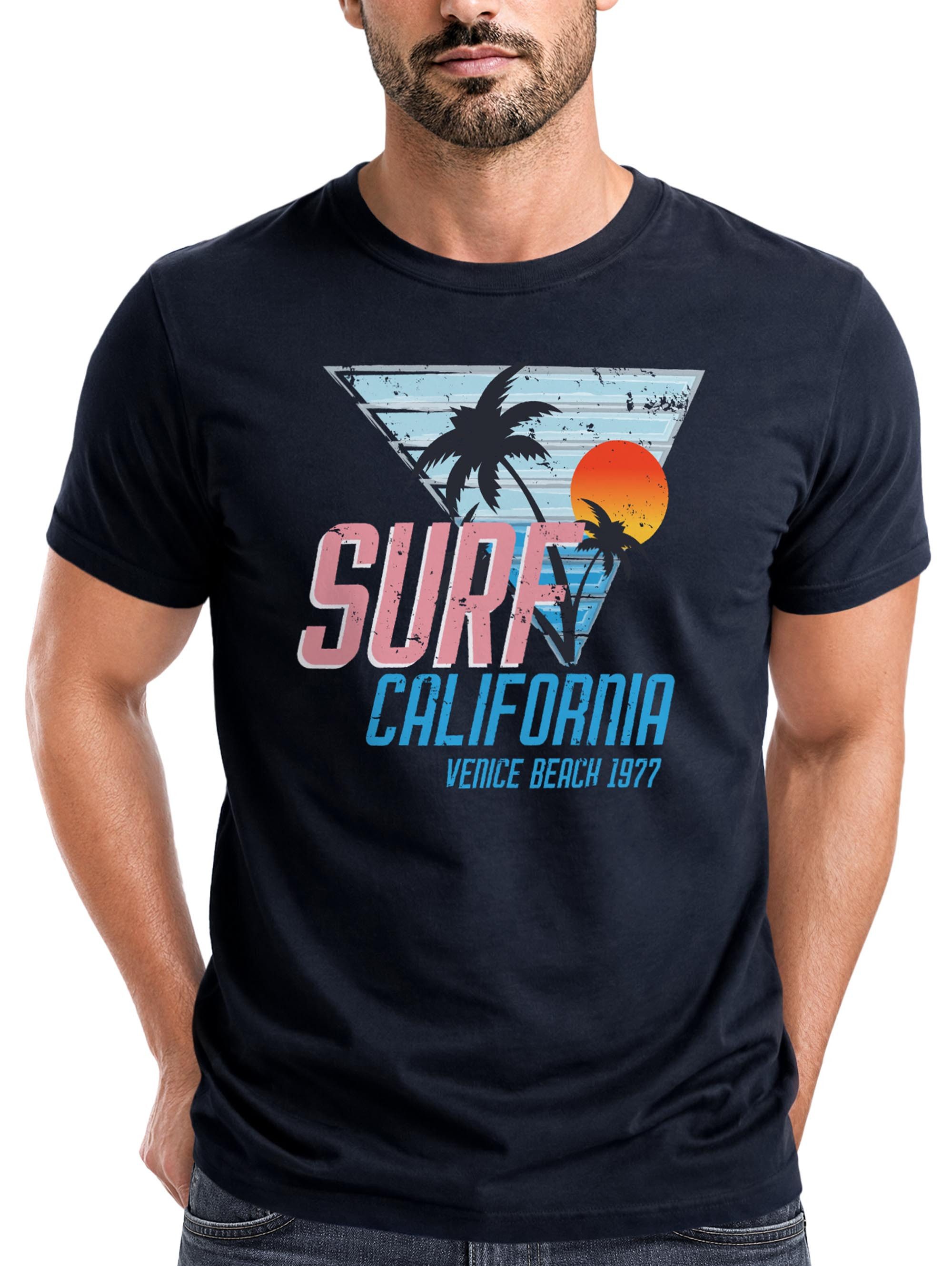 Print-Shirt Herren T-Shirt Surf California Venice Beach Surfing Design Print