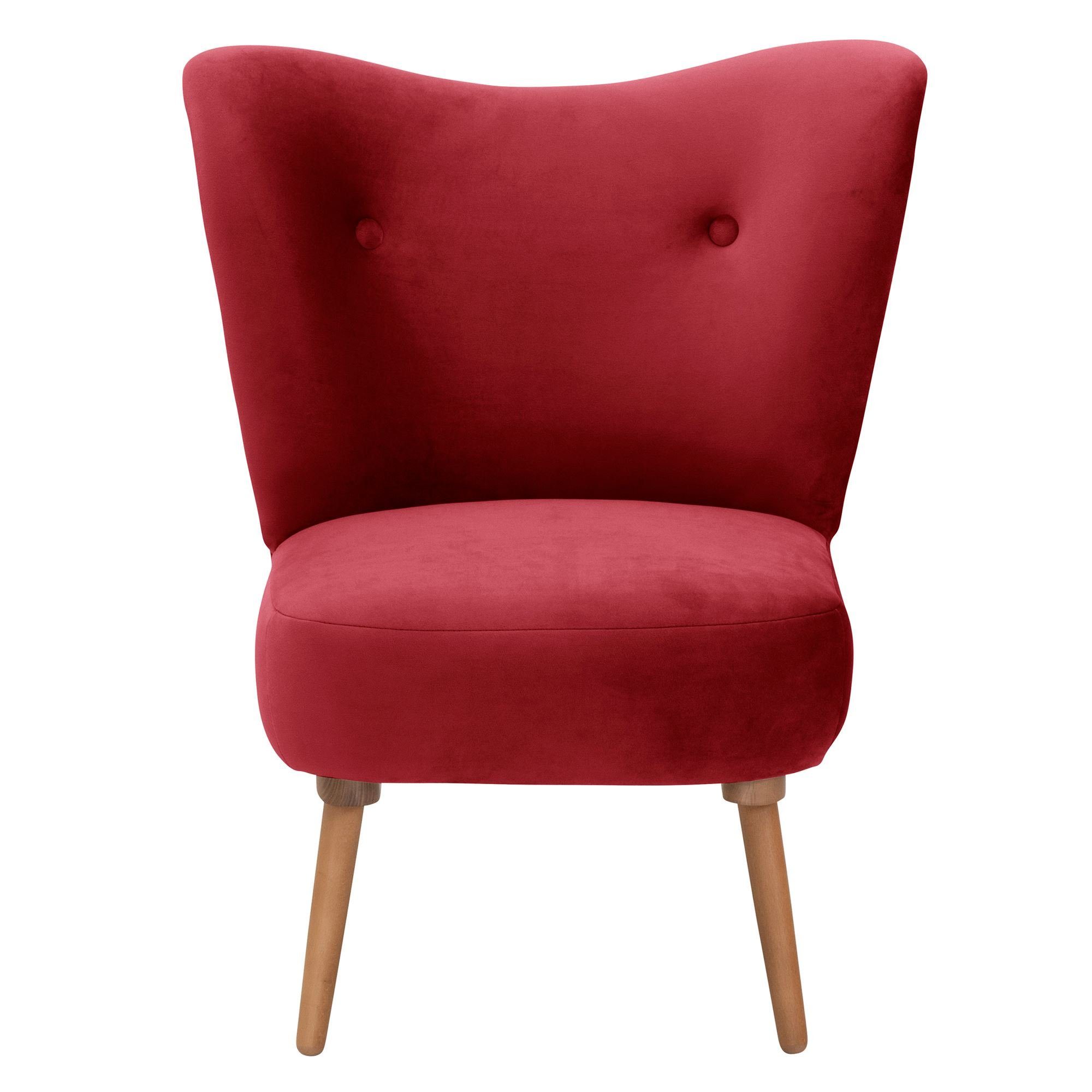 verarbeitet,bequemer 23187 (Sparpreis Samtvelours Sitz Kaila inkl. lackiert hochwertig Kostenlosem Sessel rot Kessel erlefarbig Versand, 58 Buche Bezug / aufm Sessel 1-St),