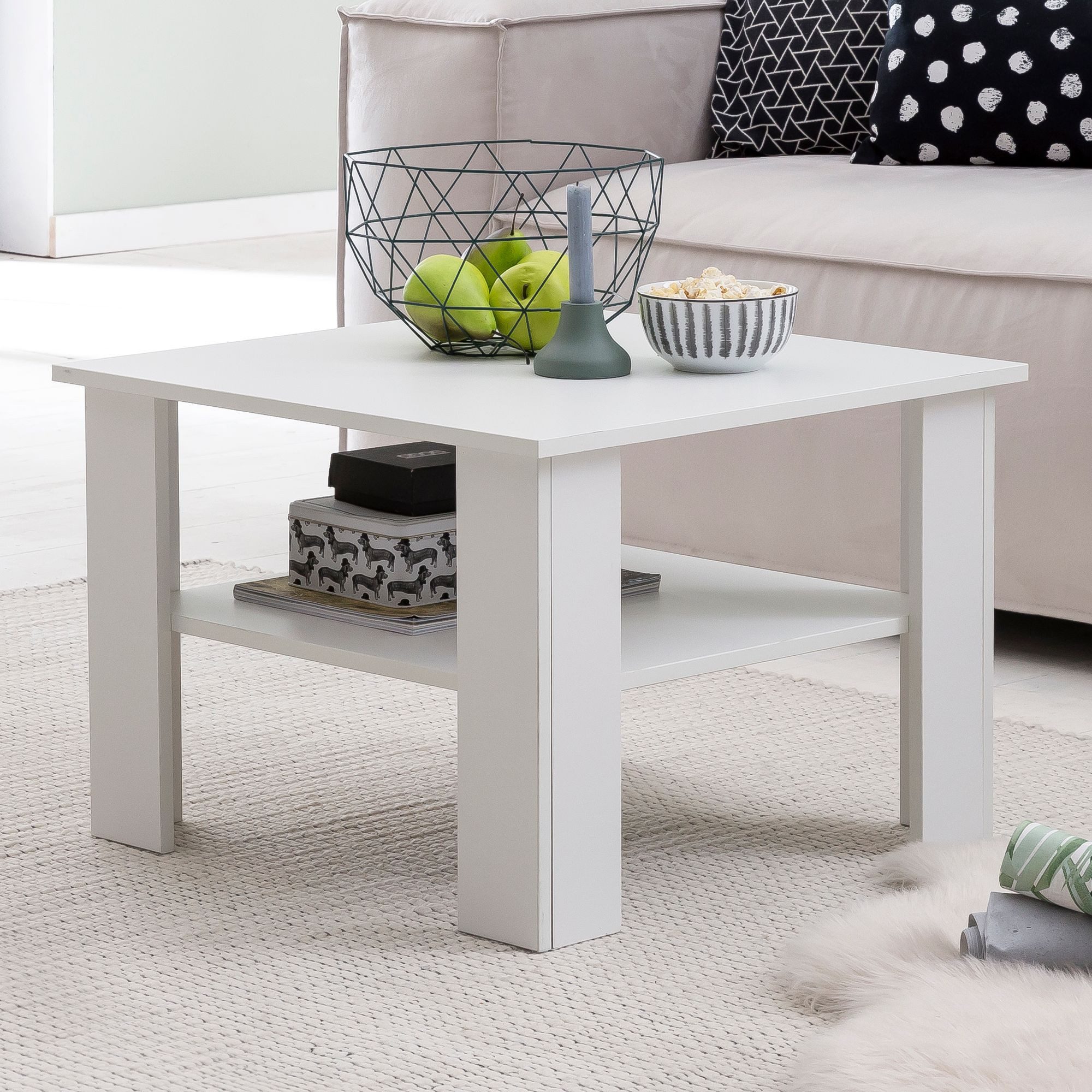 FINEBUY Couchtisch SuVa14548_1 (Weiß 60x42x60 cm, günstig online kaufen